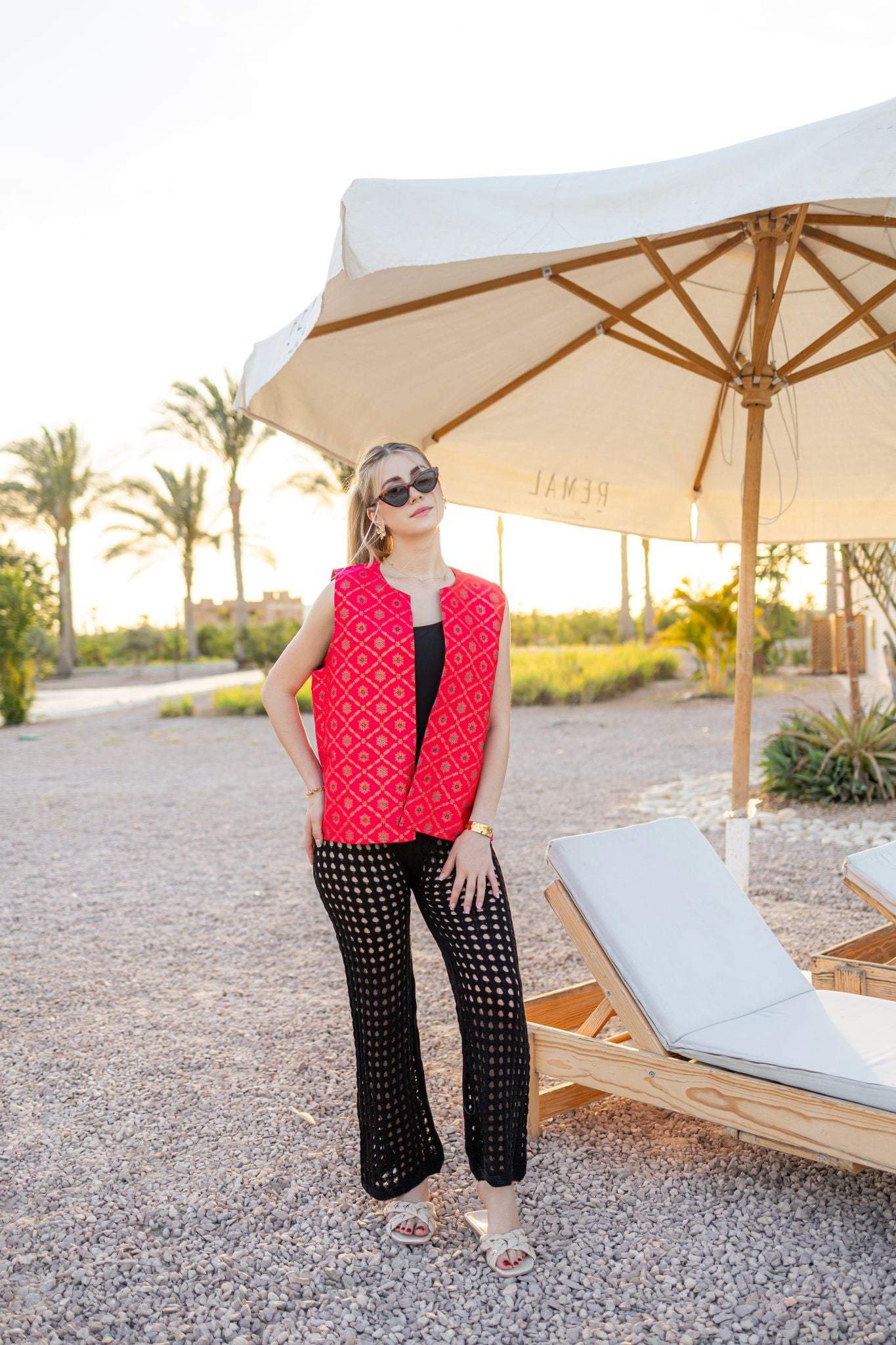 black crochet pants