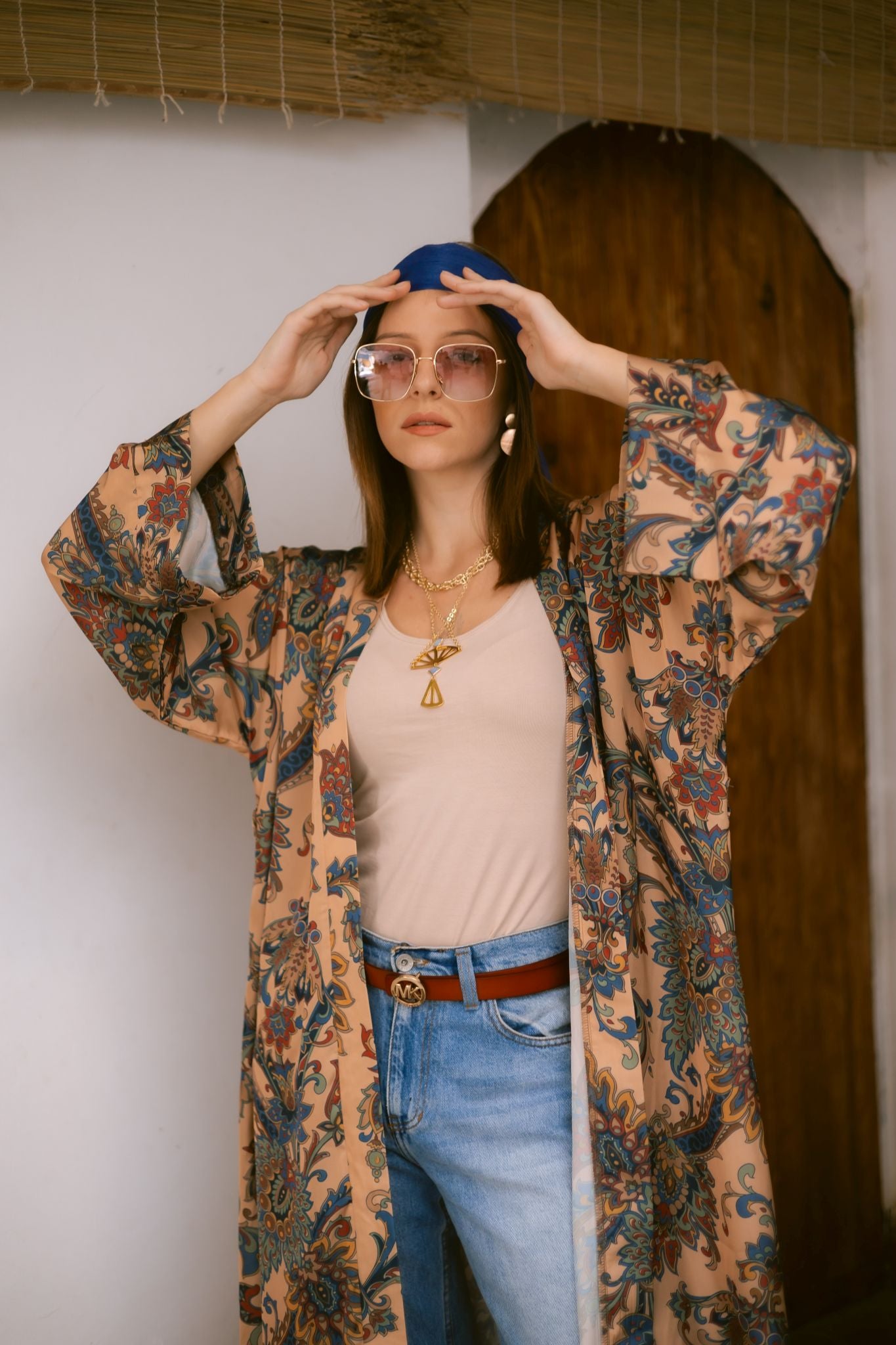 Boho beige kimono