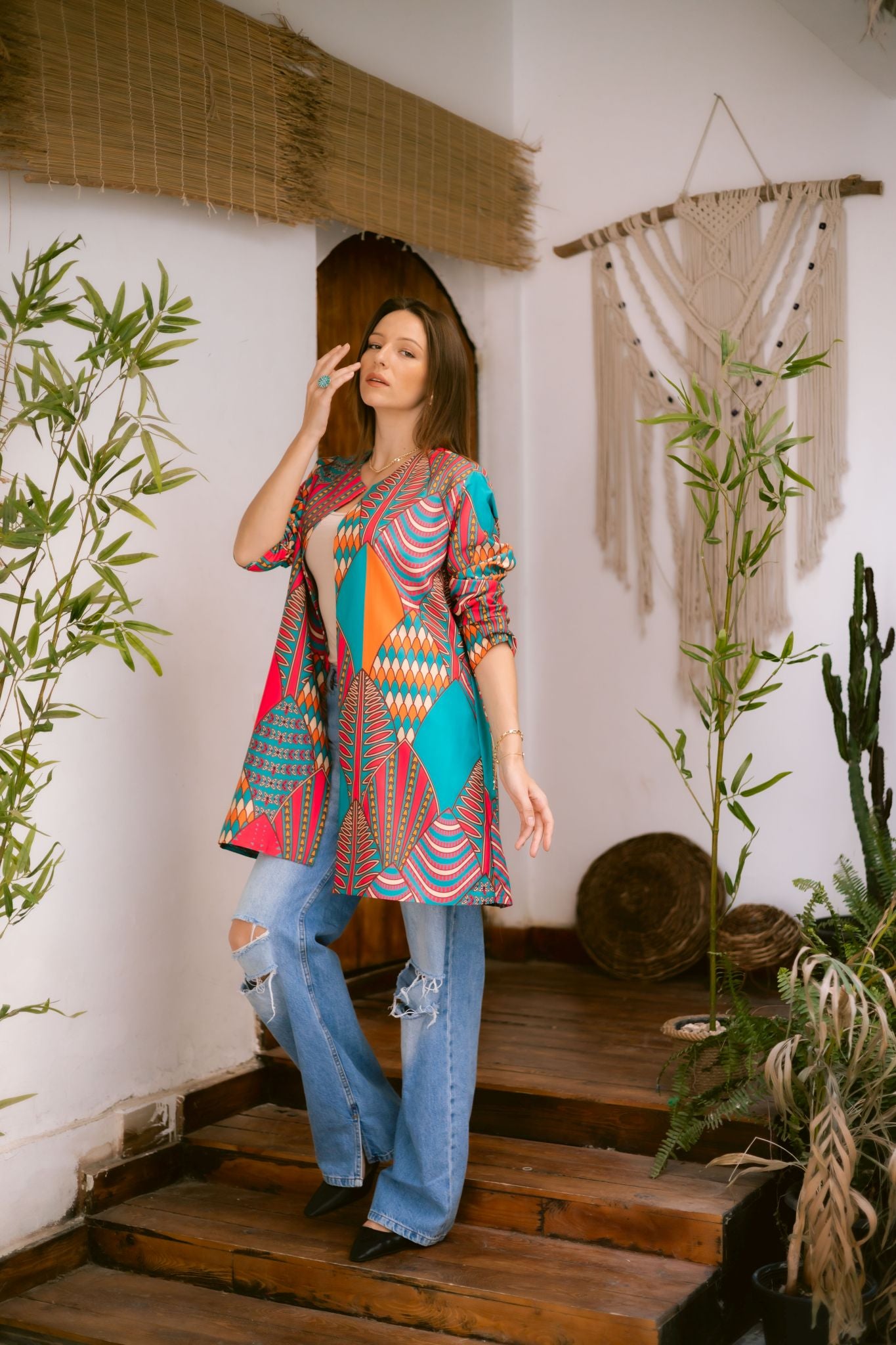 Fushia x blue jacket