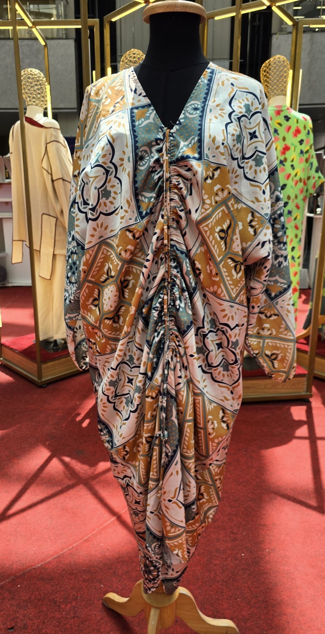 multicolor satin dress