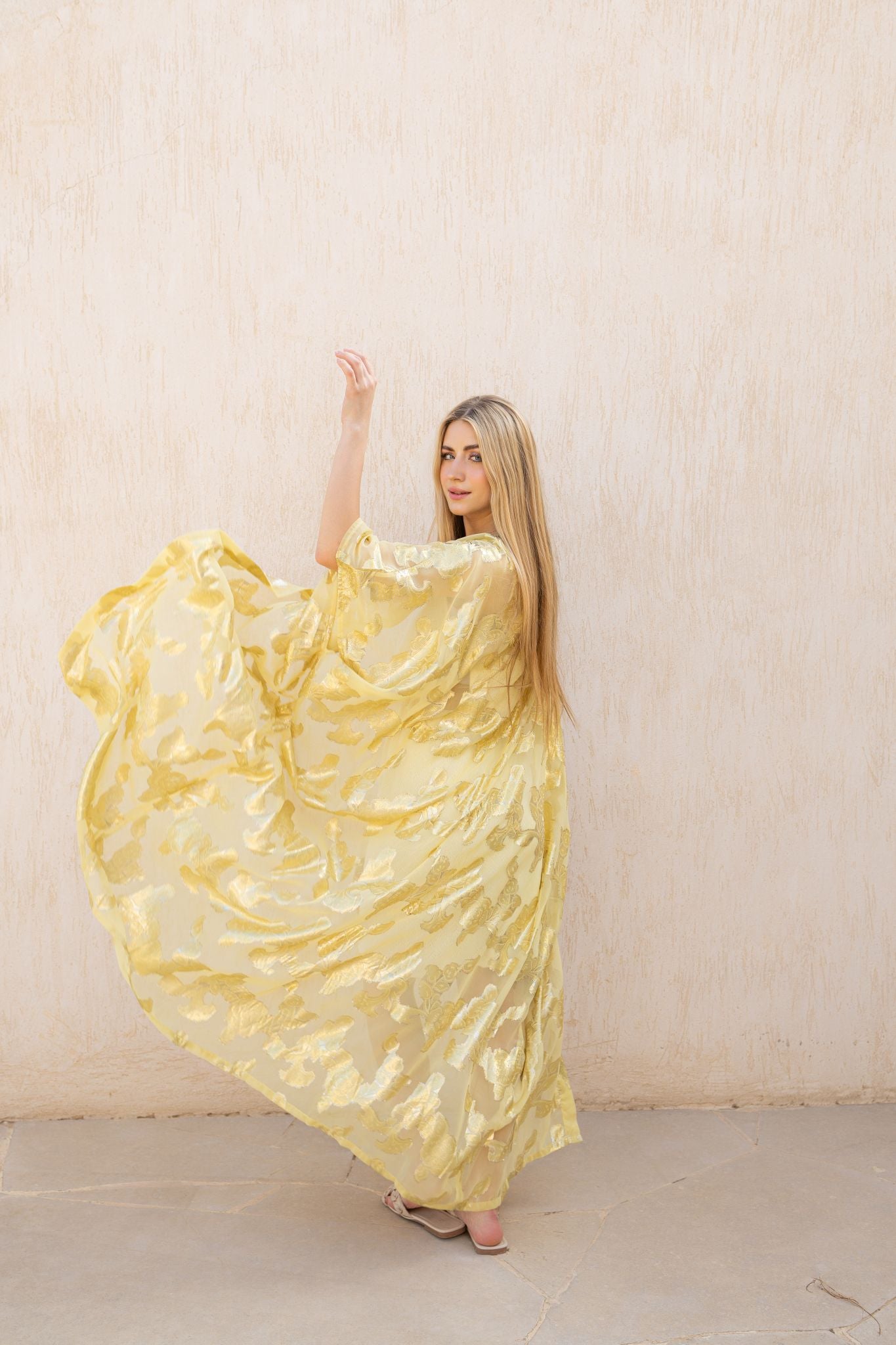 yellow indian chiffon coverup