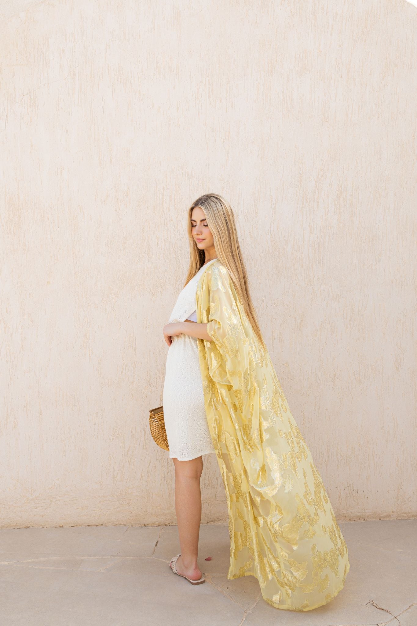 yellow indian chiffon coverup