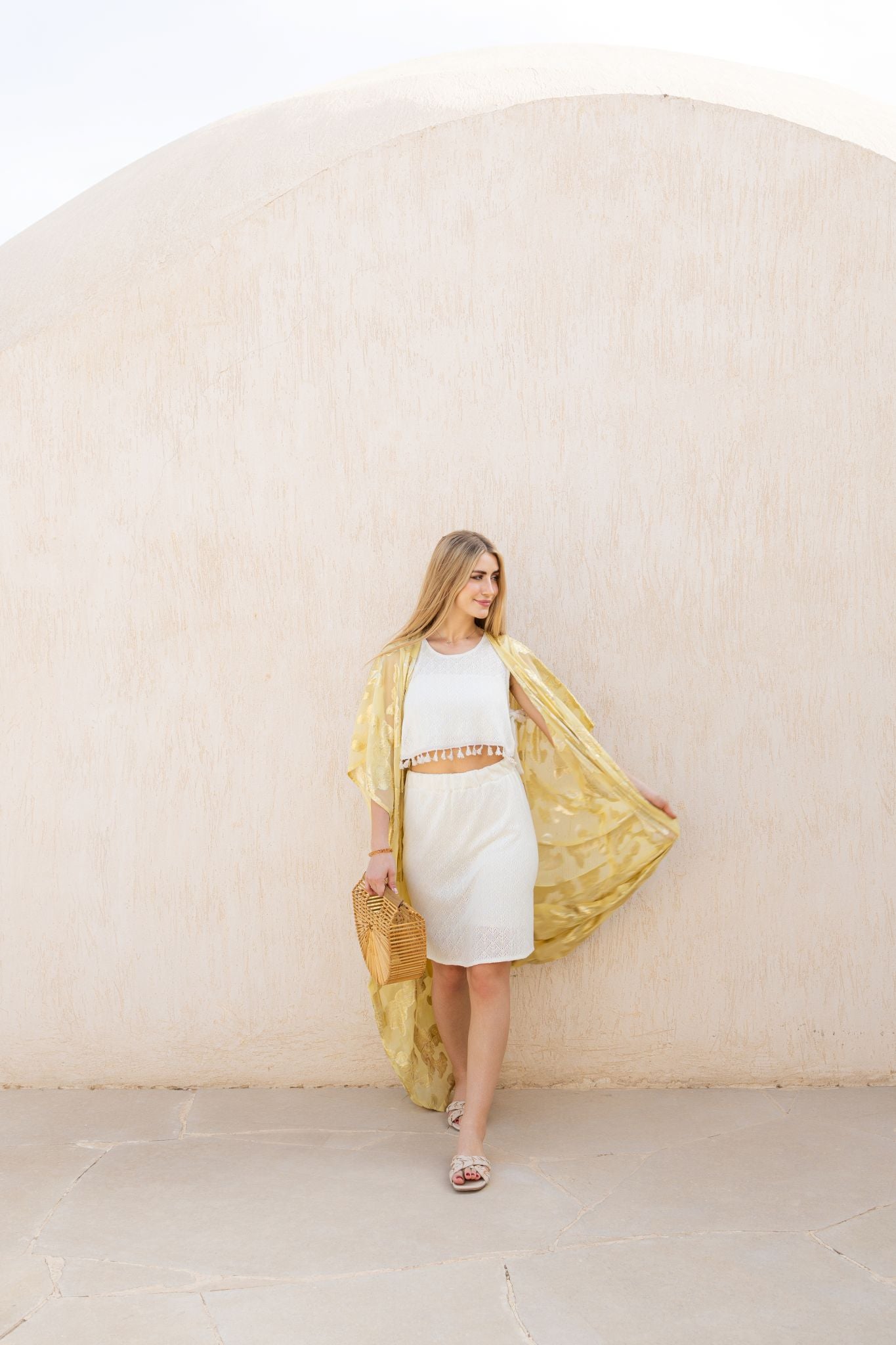 yellow indian chiffon coverup