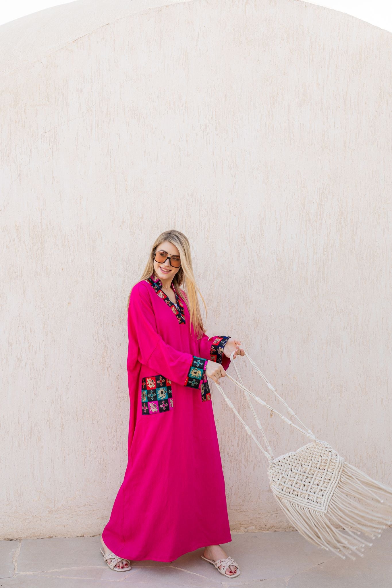 fushia linen dress
