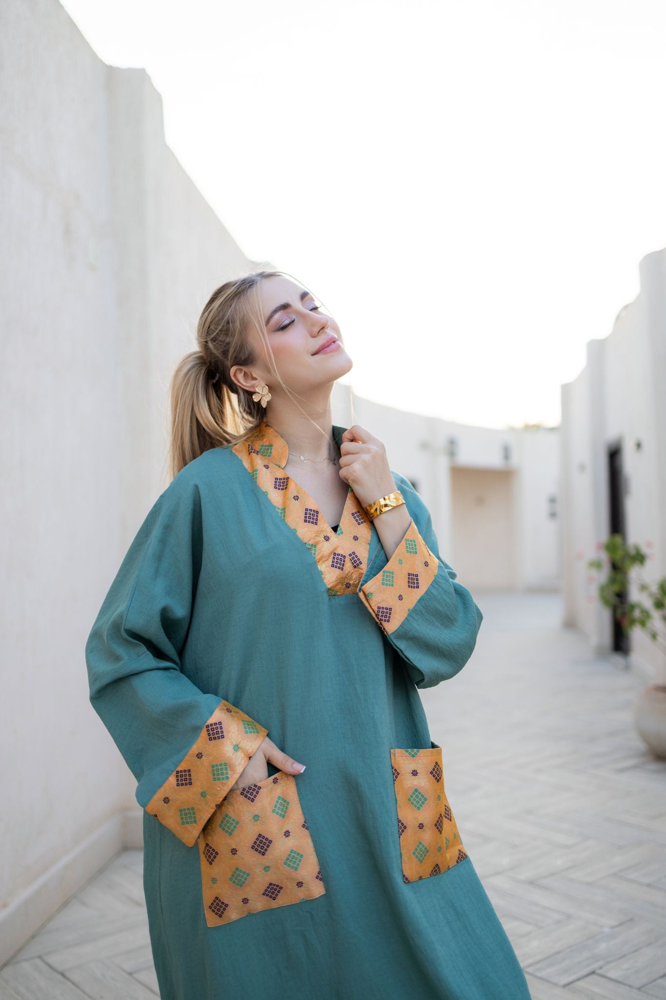 dark mint linen dress