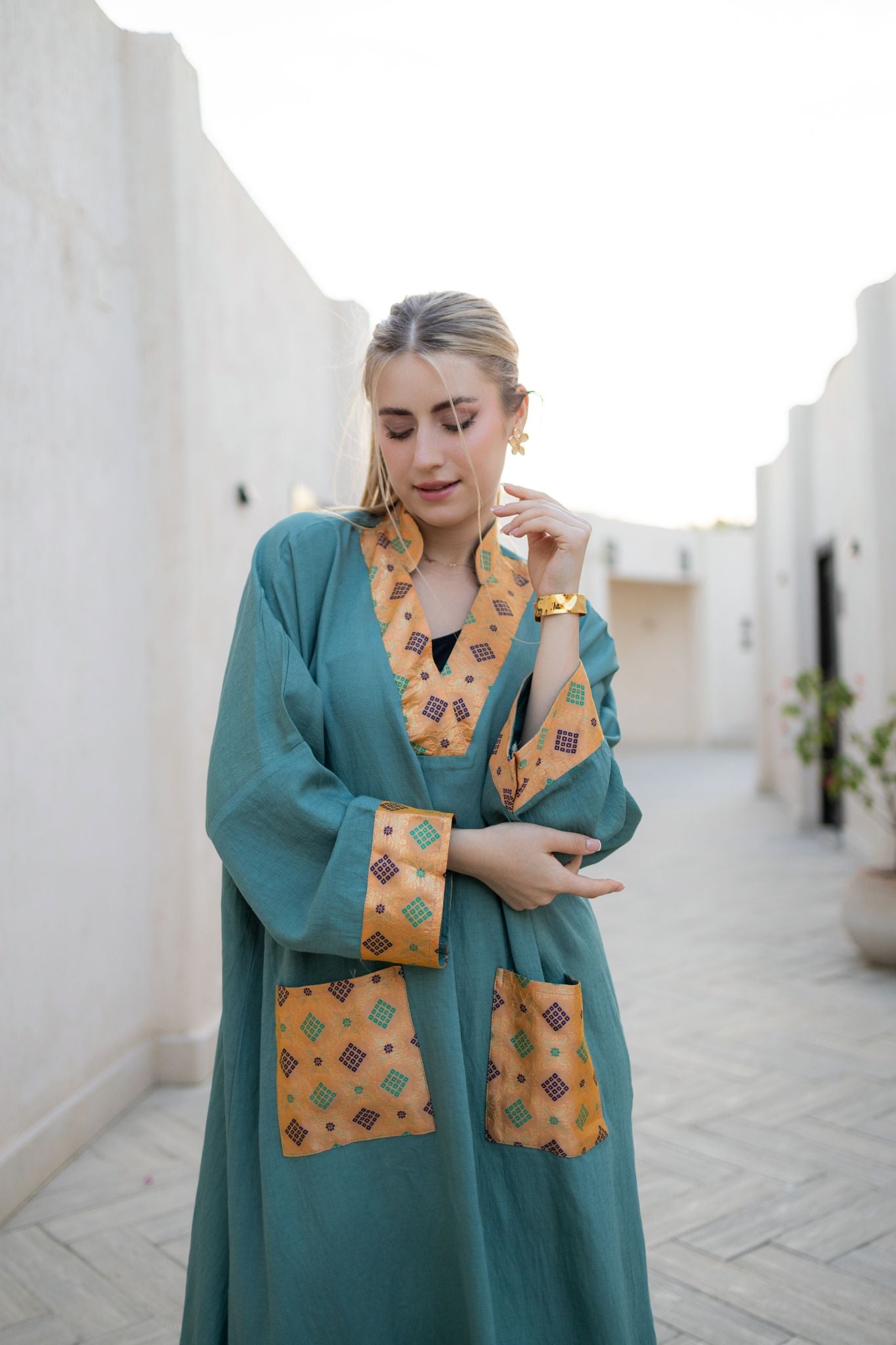 dark mint linen dress