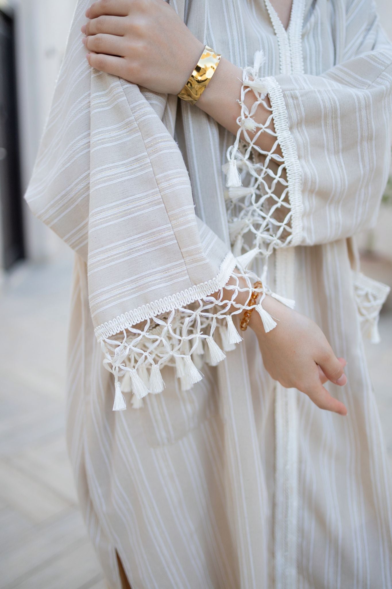 Beige morrocan linen dress