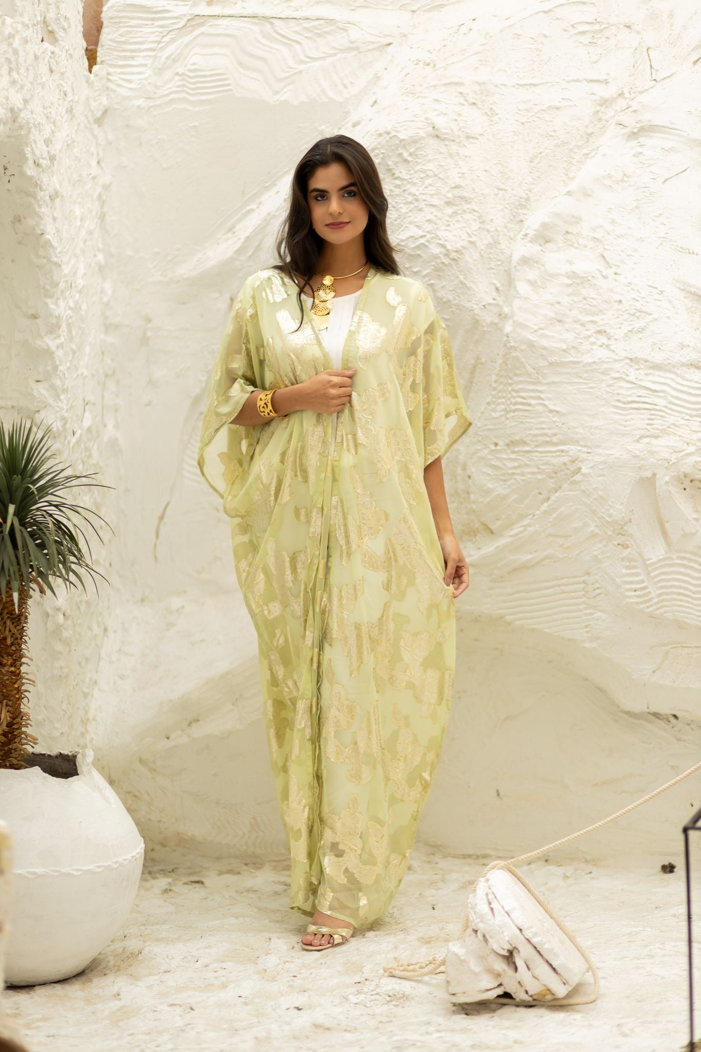 lemon indian chiffon kimono