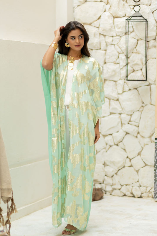 mint indian chiffon kimono