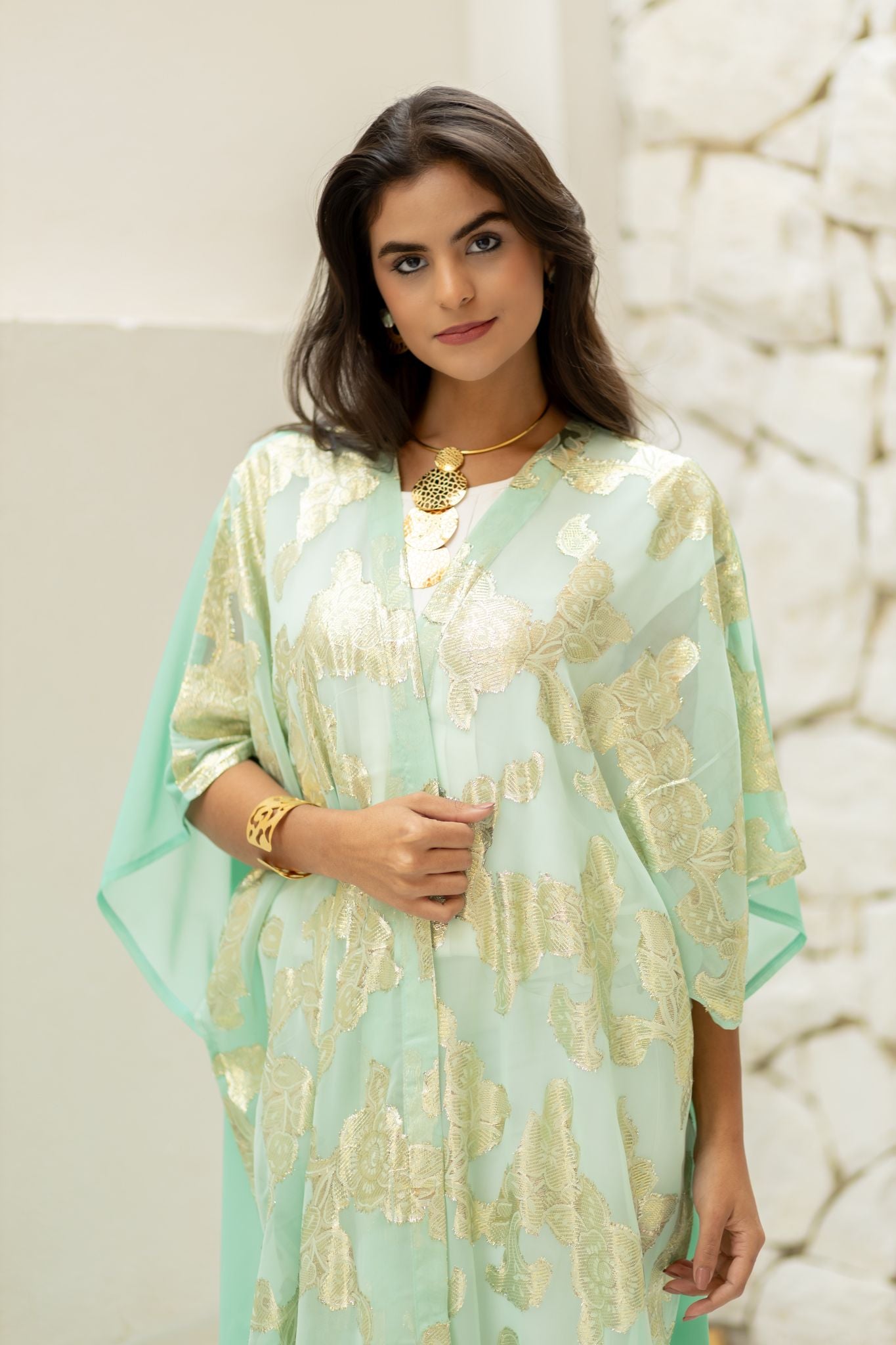 mint indian chiffon kimono