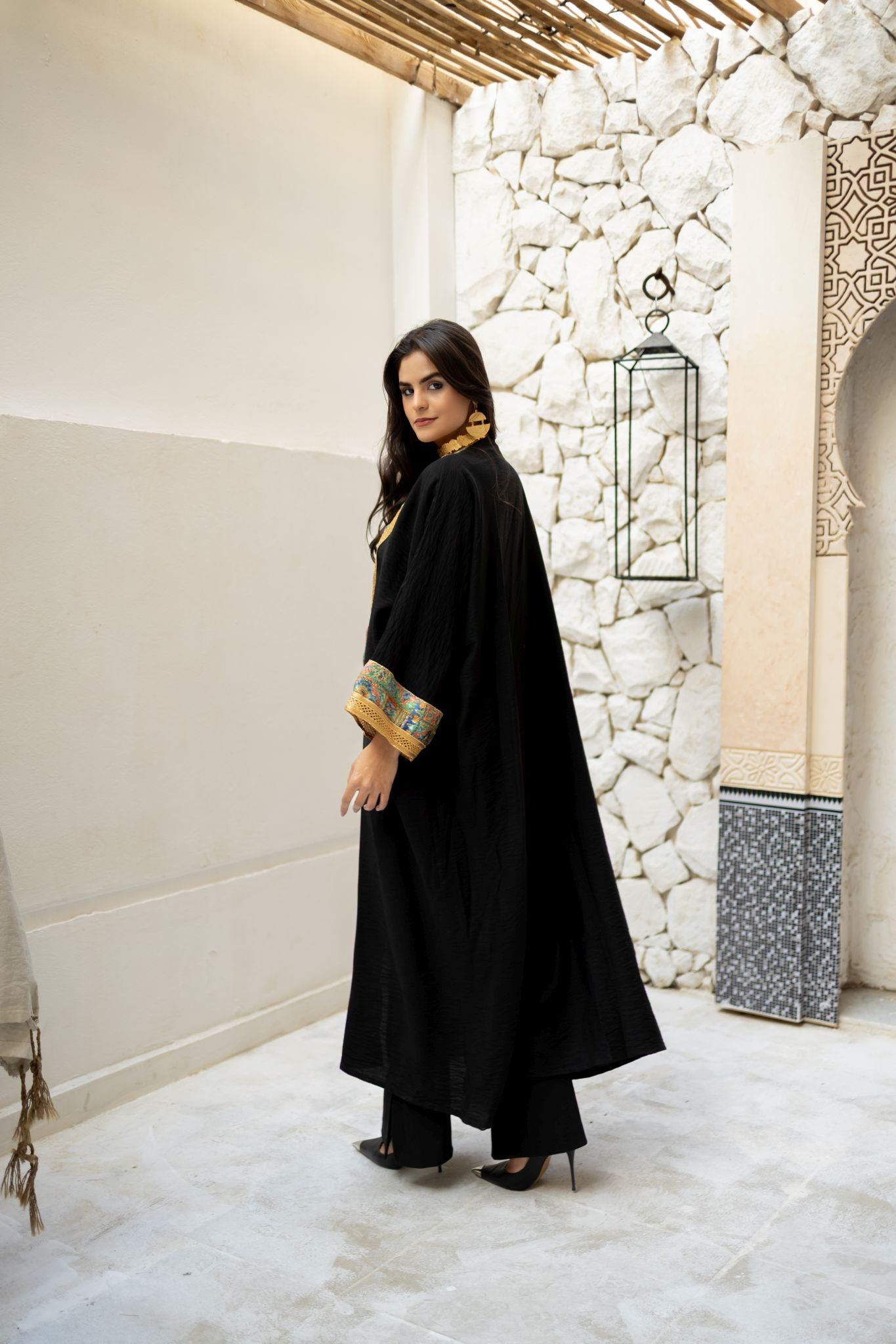 indian black x green kimono