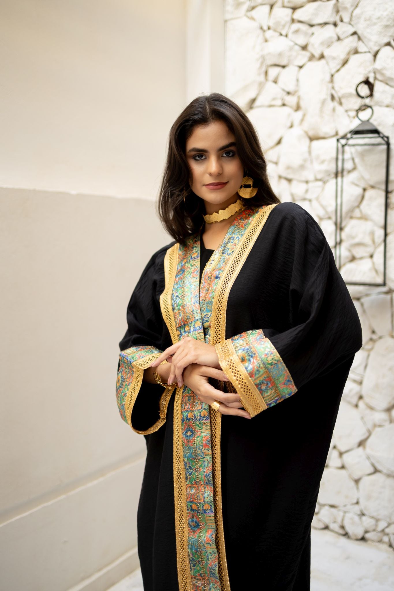 indian black x green kimono