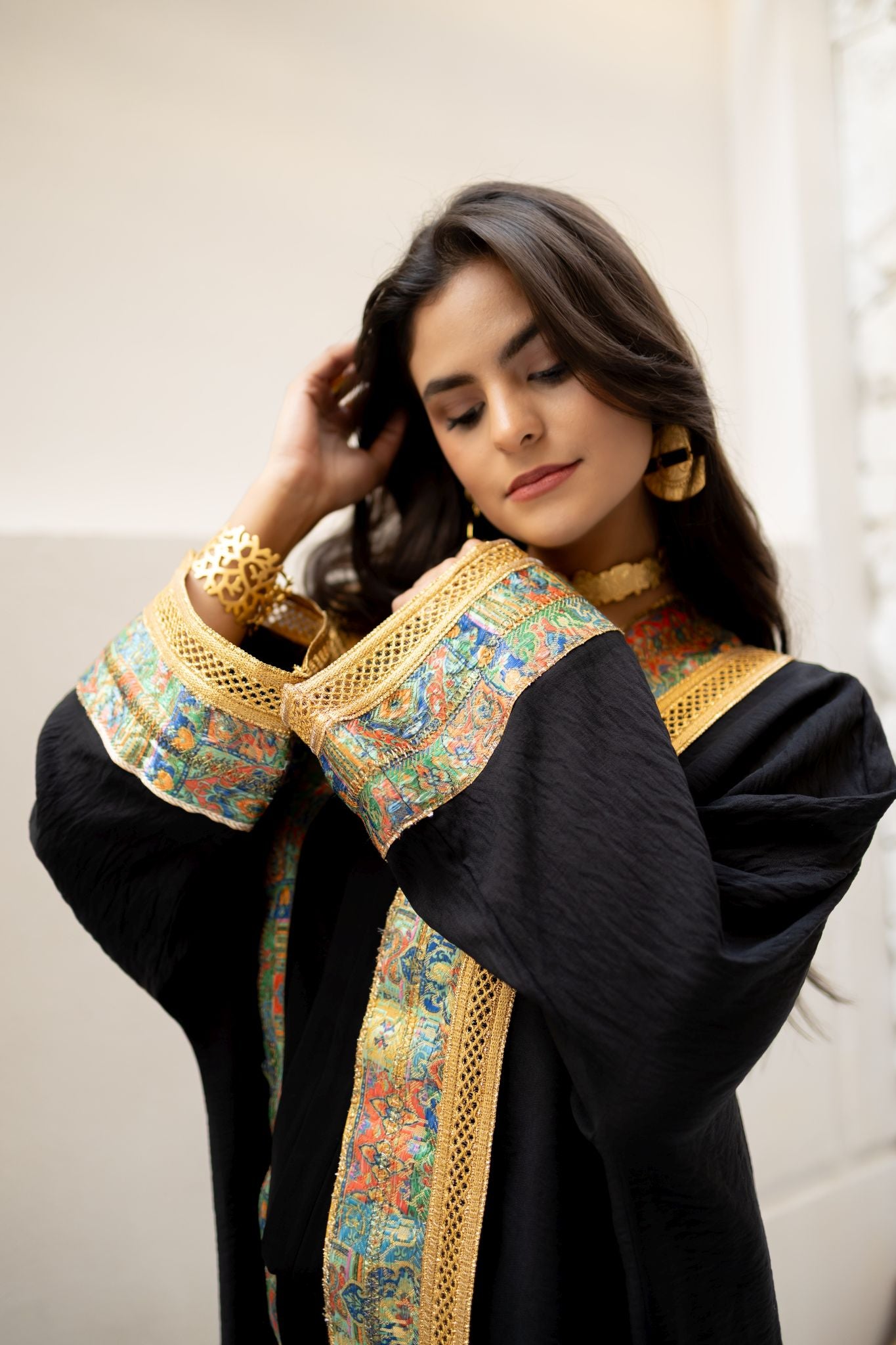 indian black x green kimono