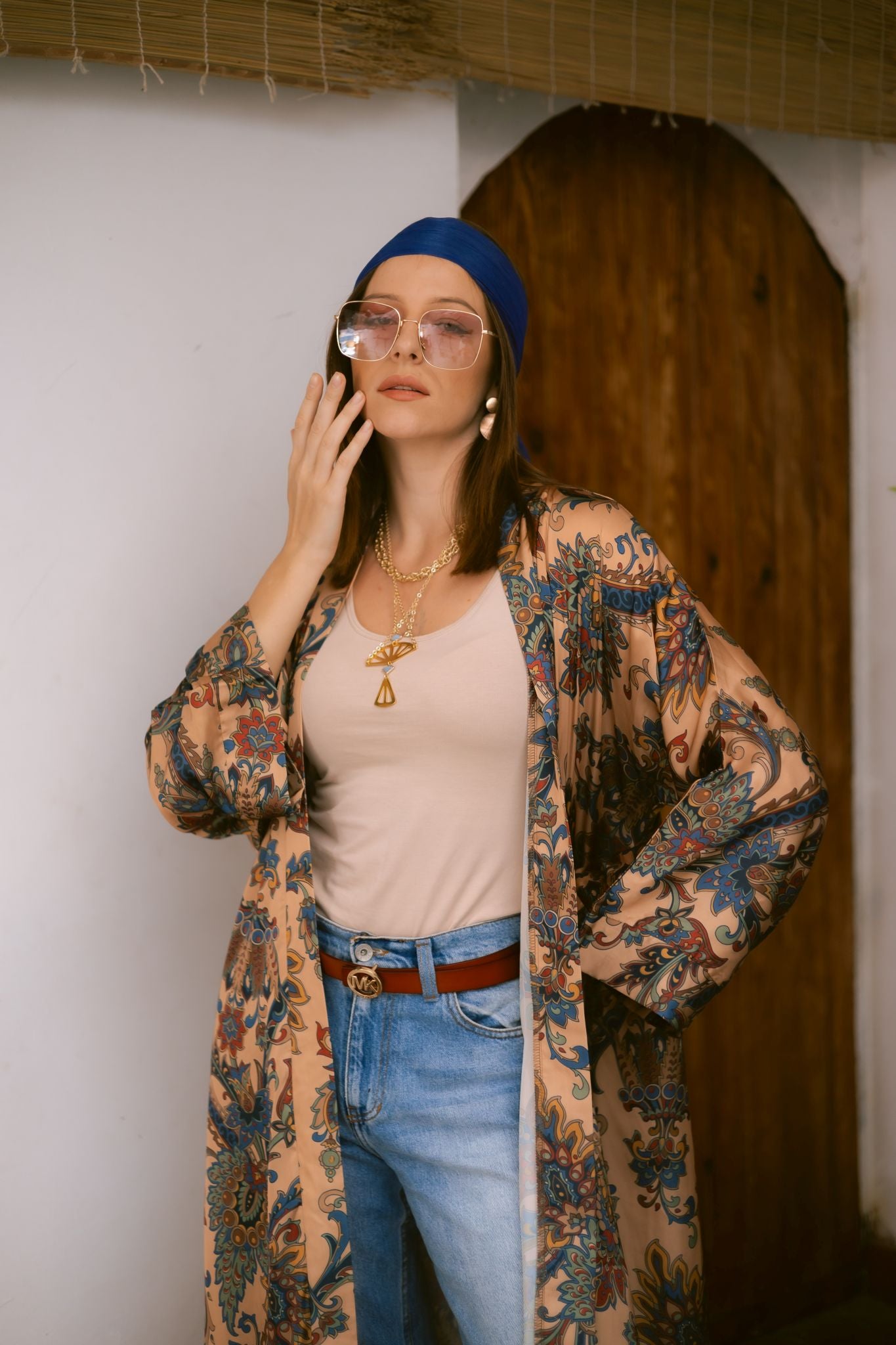 Boho beige kimono