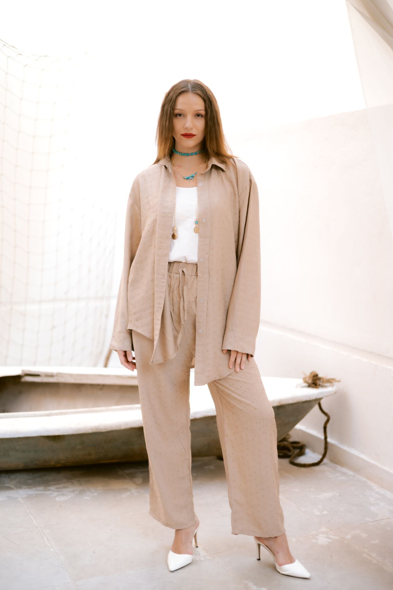 beige bling bling linen set