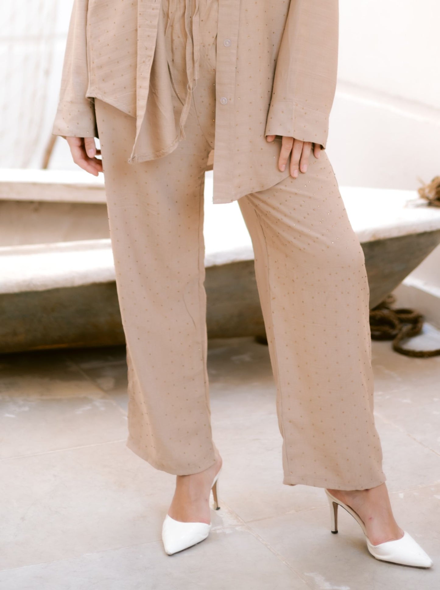 beige bling bling linen set