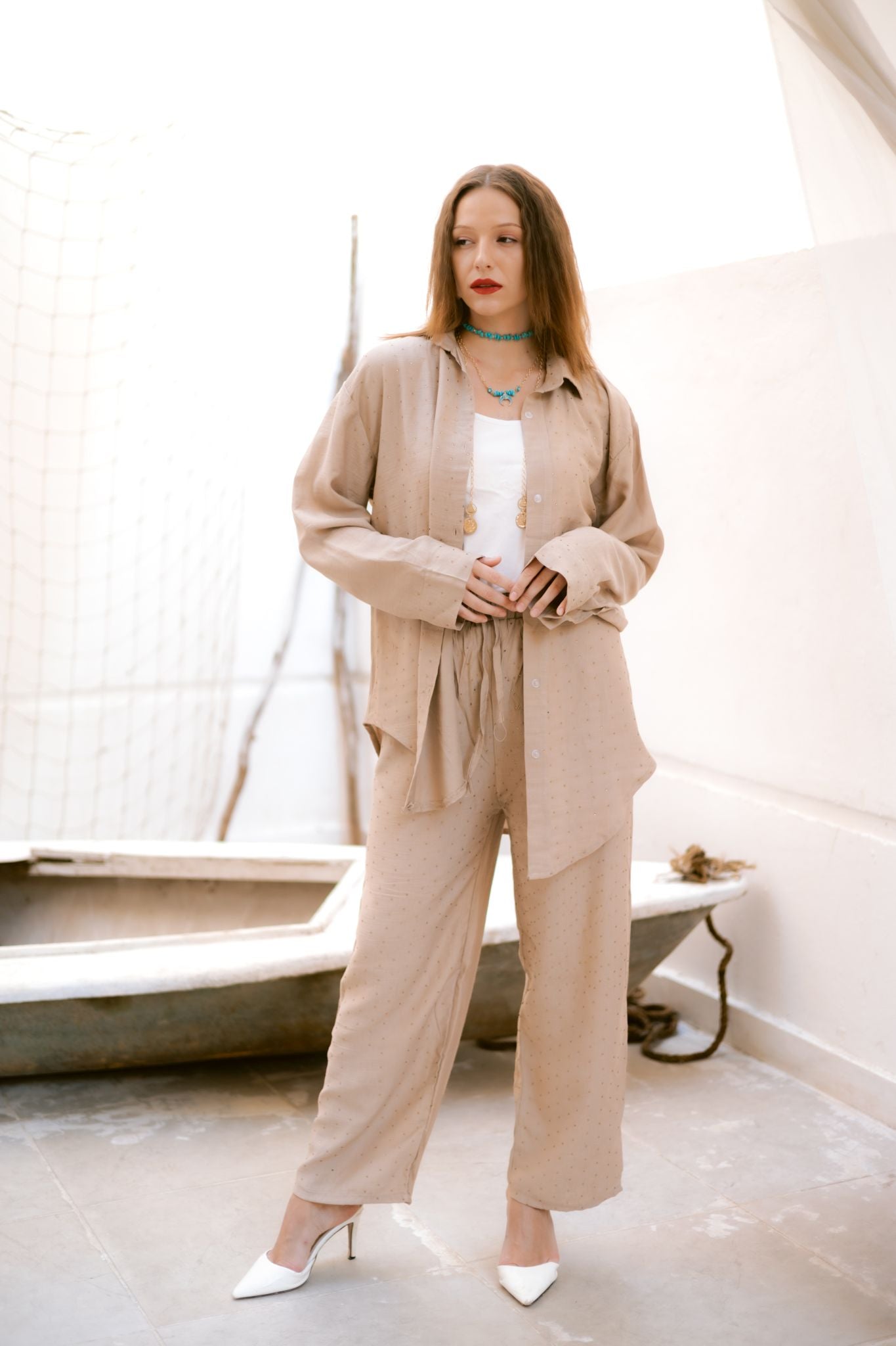 beige bling bling linen set