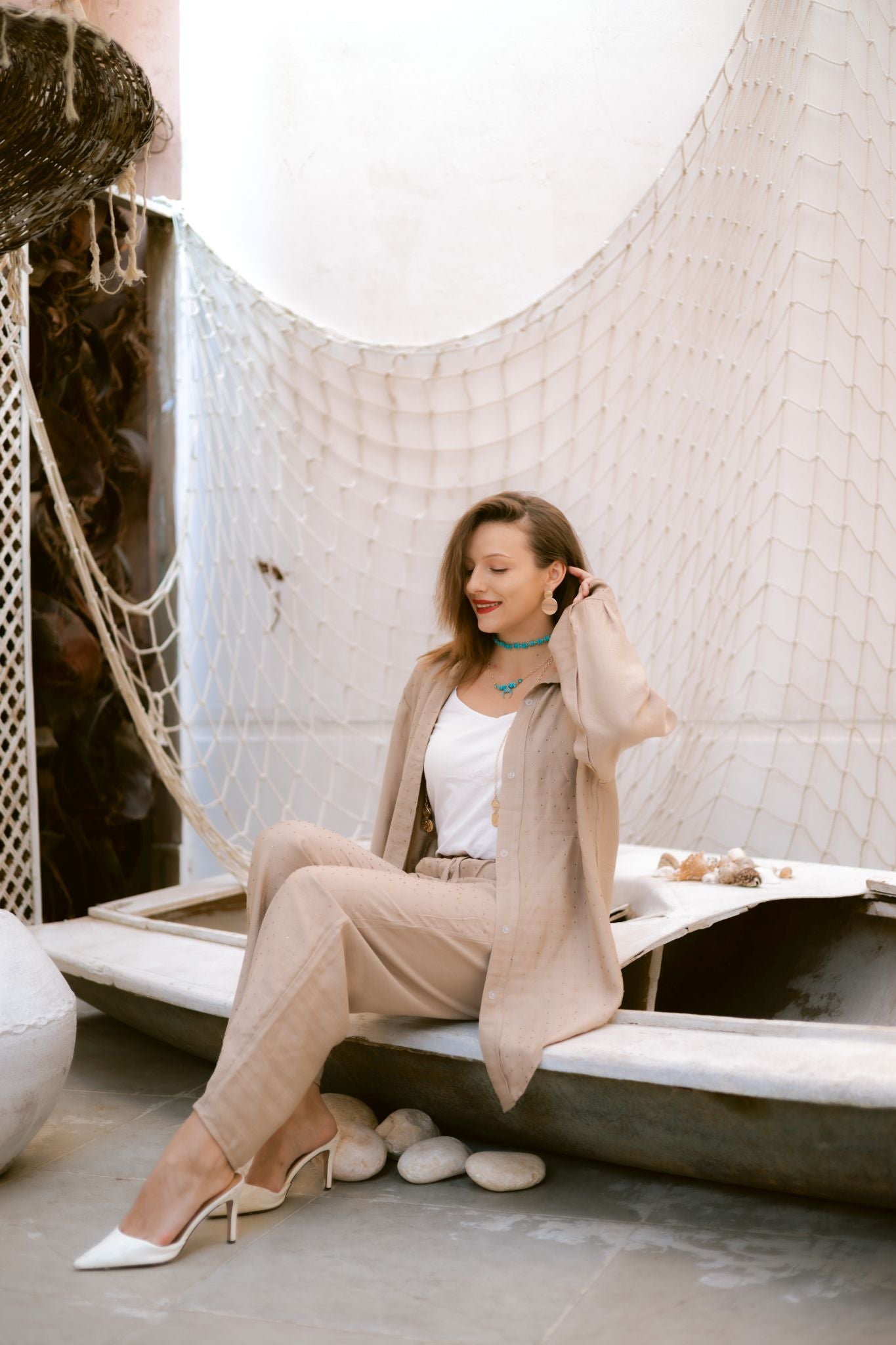 beige bling bling linen set