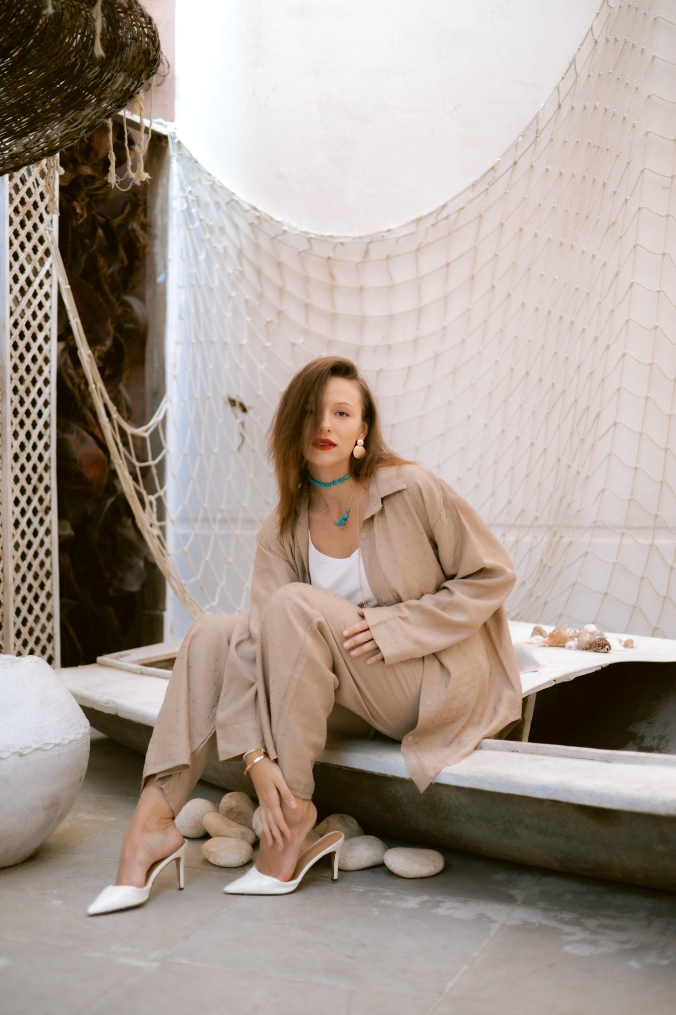 beige bling bling linen set