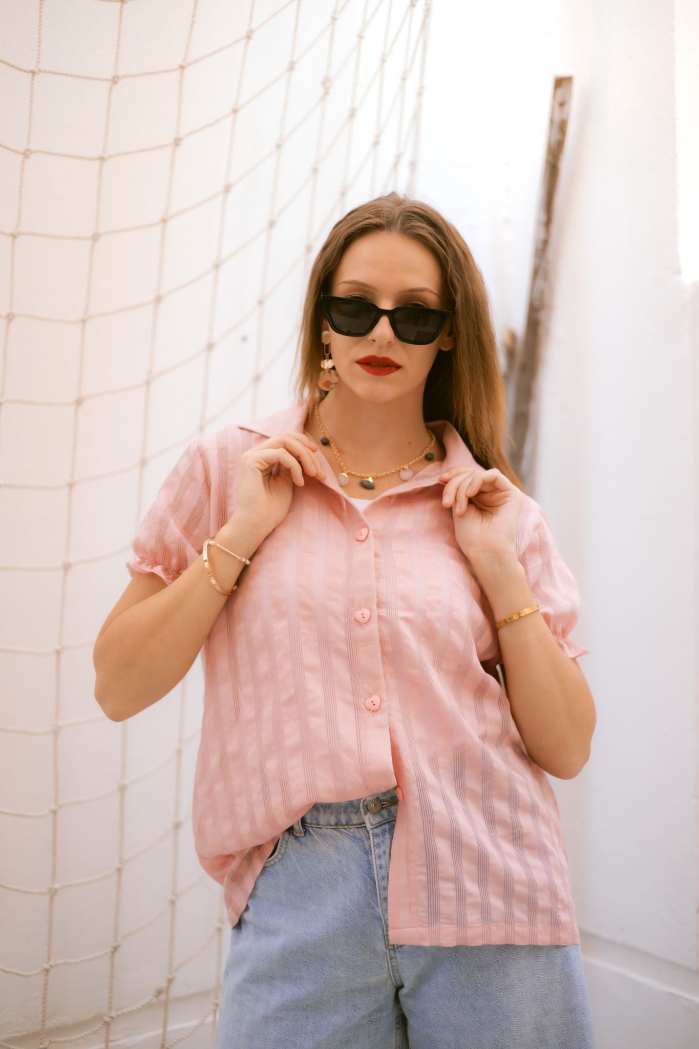 pink blouse