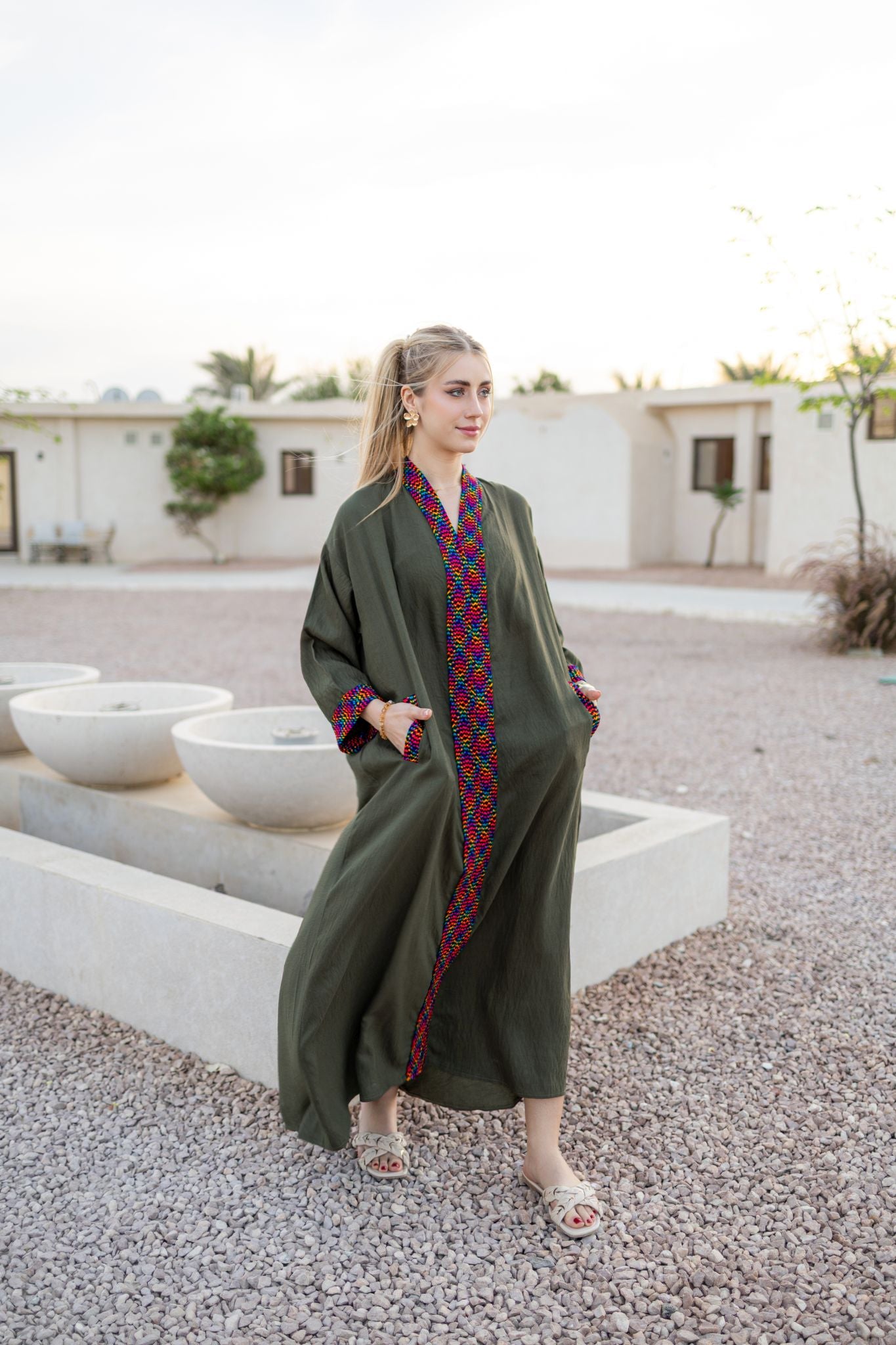 olive linen dress