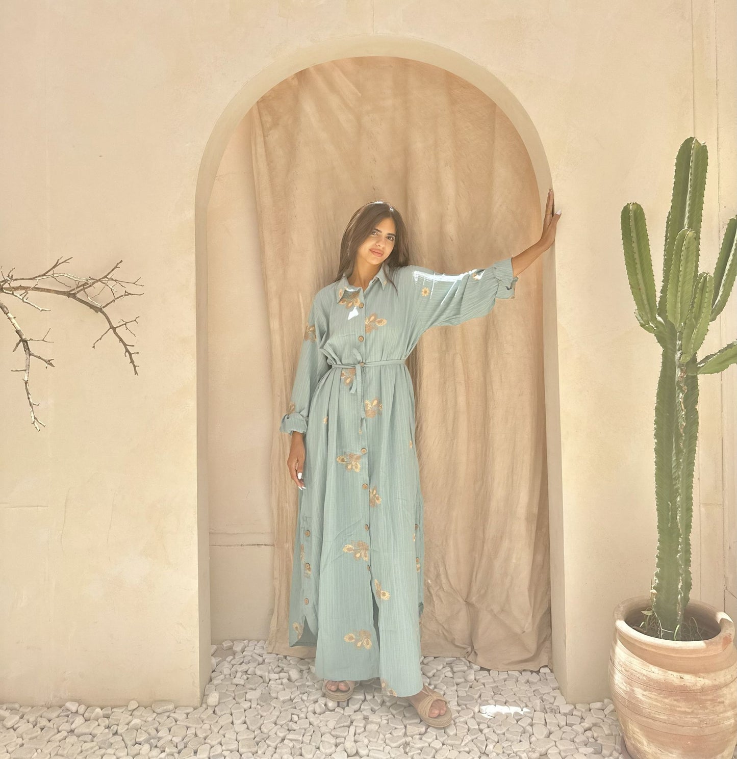 mint embroidered dress