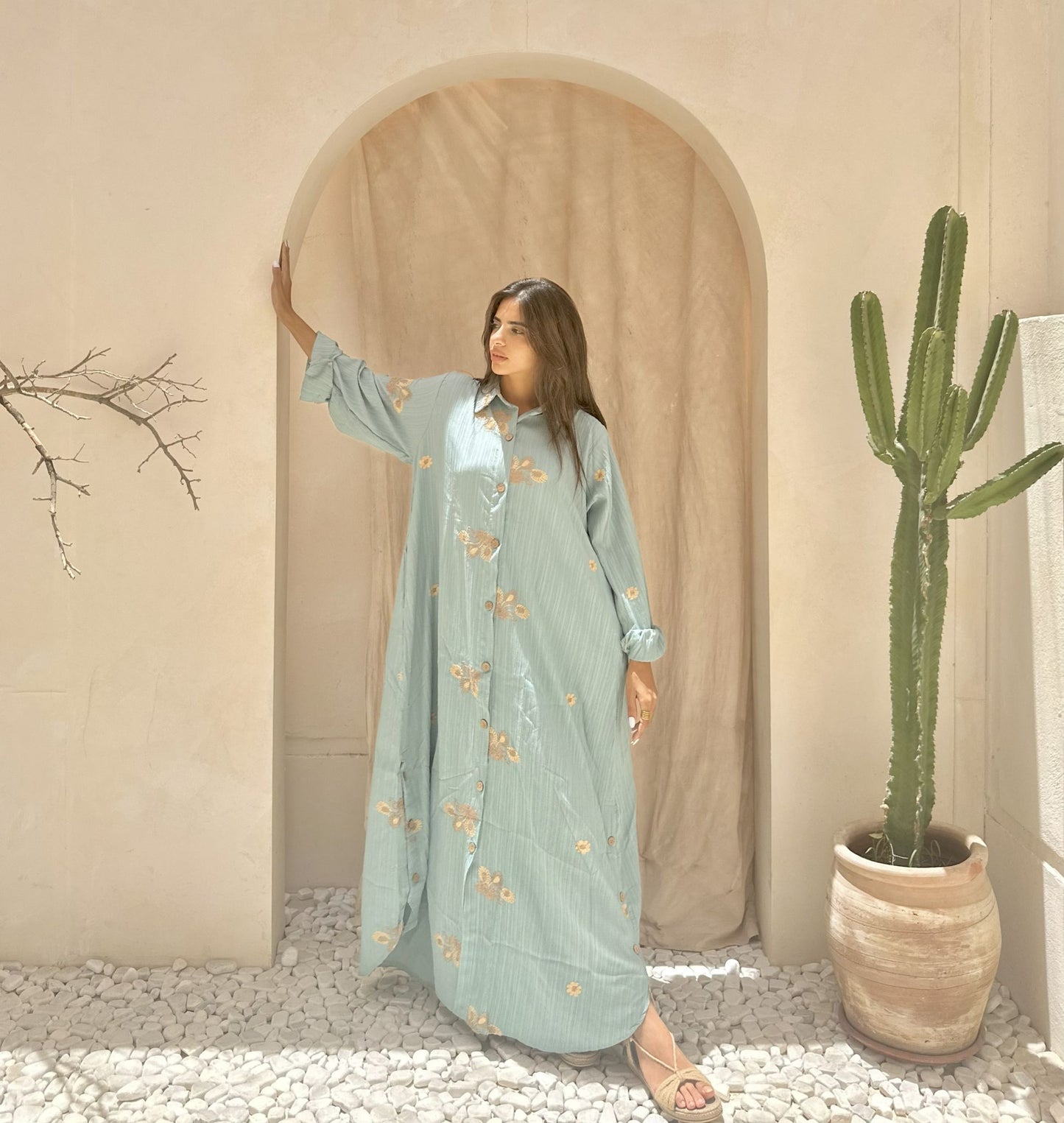 mint embroidered dress