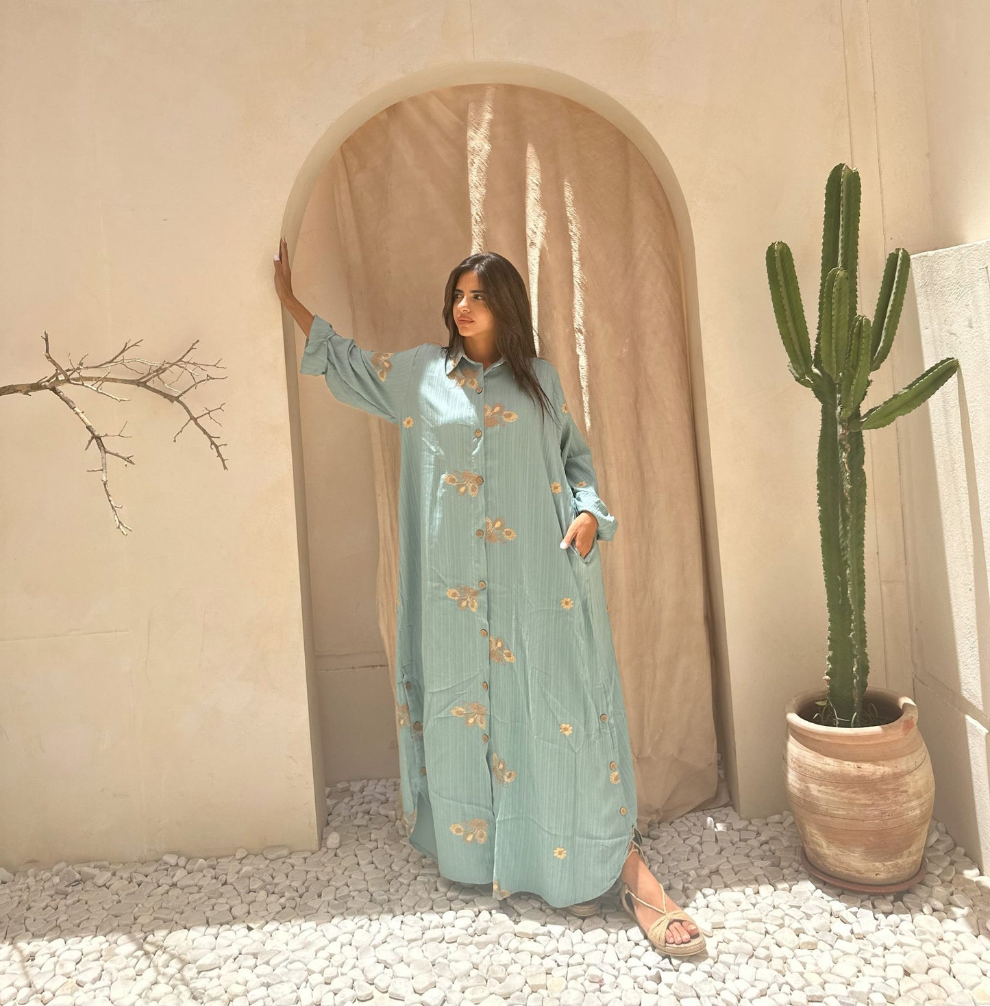 mint embroidered dress