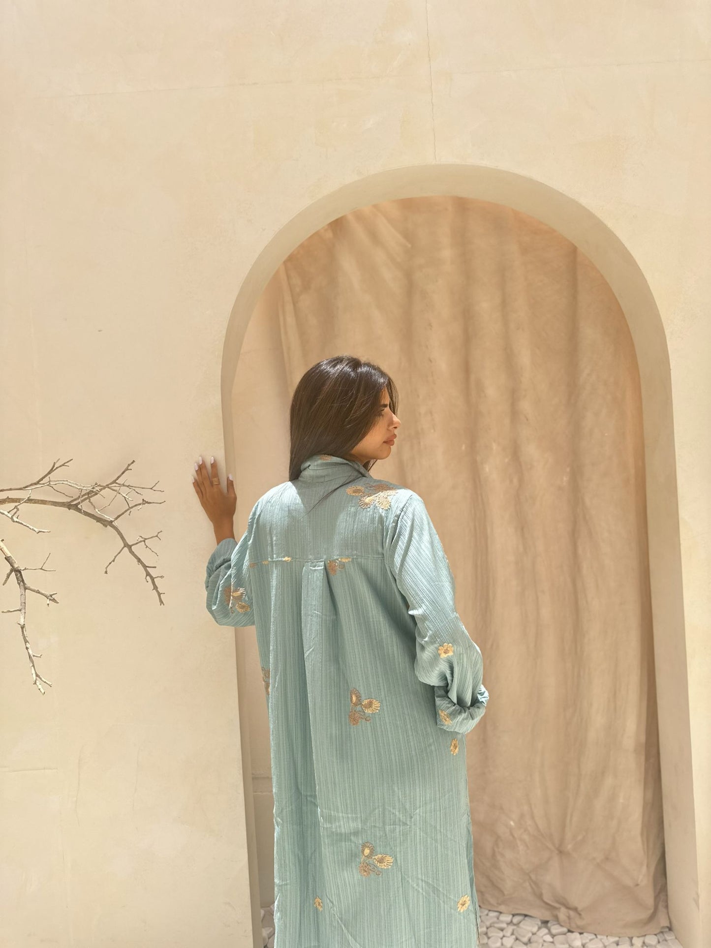 mint embroidered dress