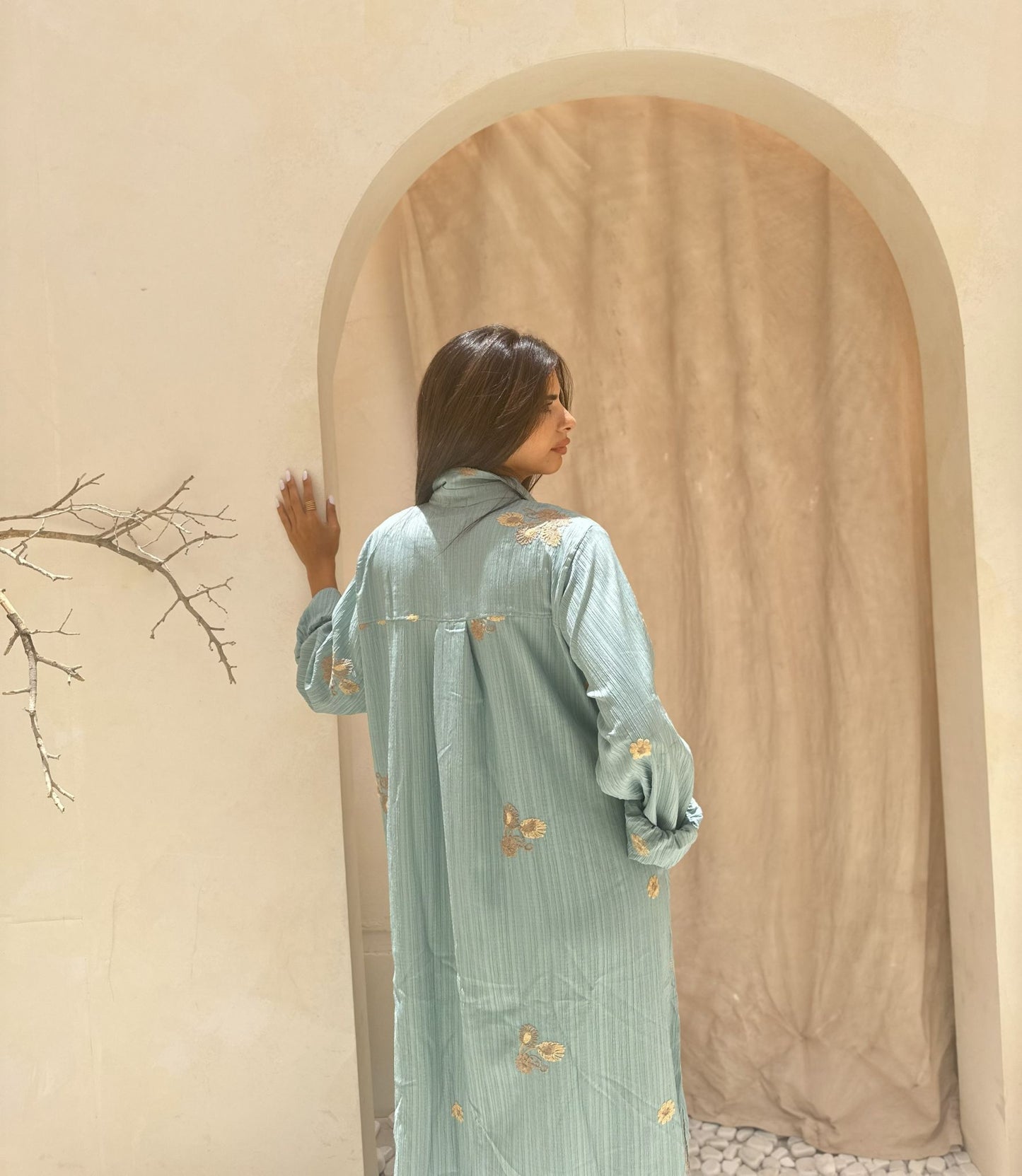 mint embroidered dress