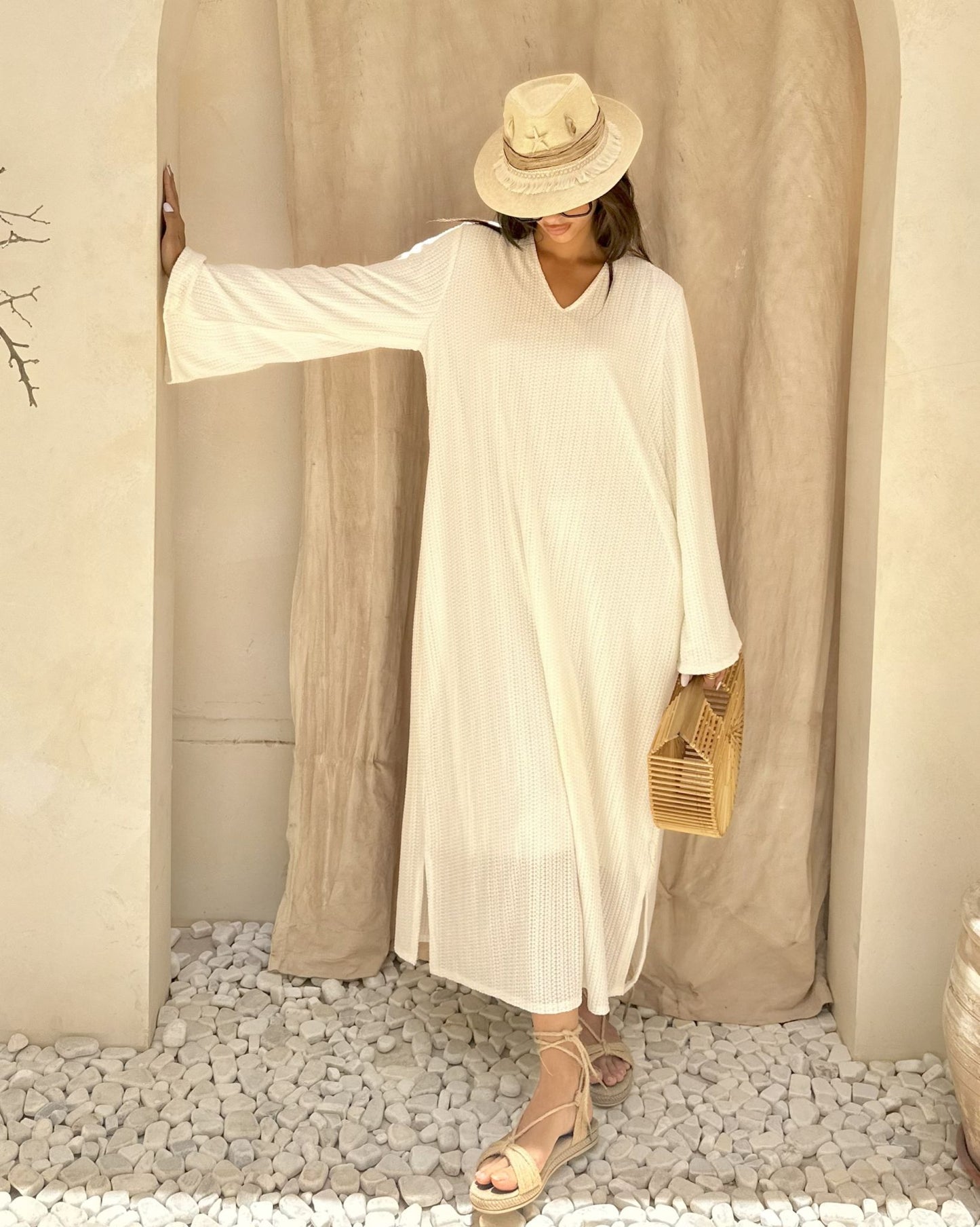 white padded lace dress