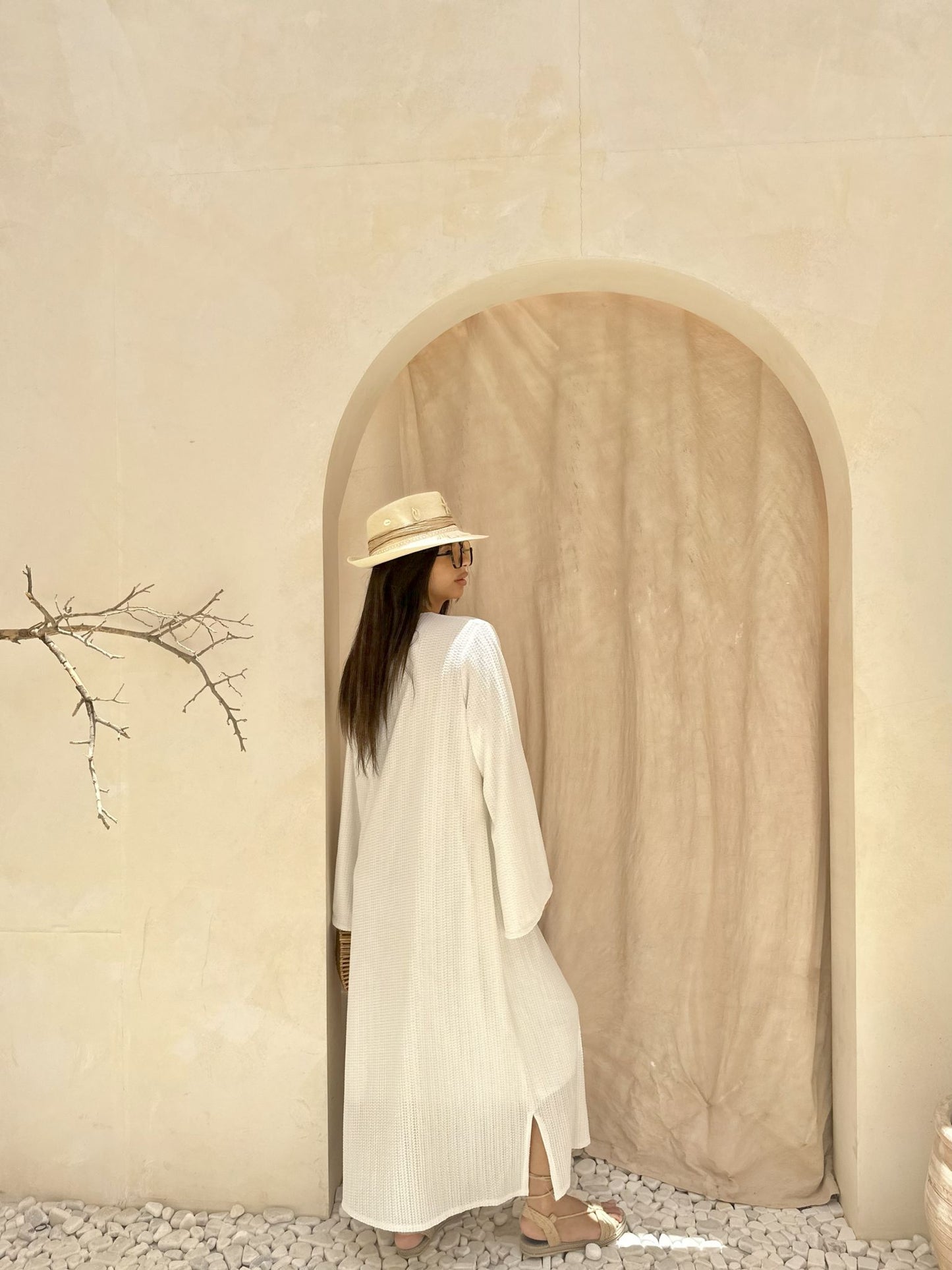 white padded lace dress