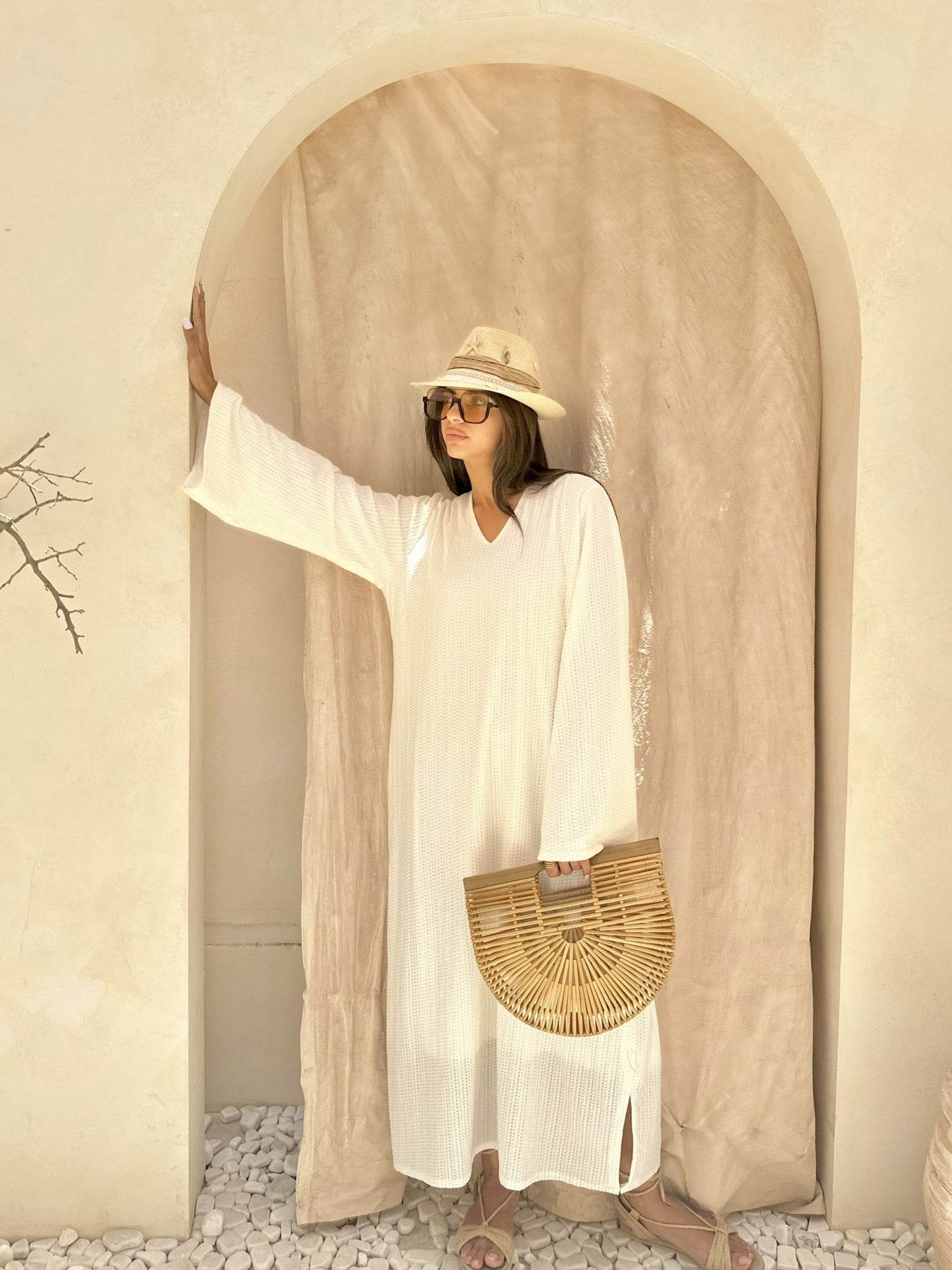 white padded lace dress