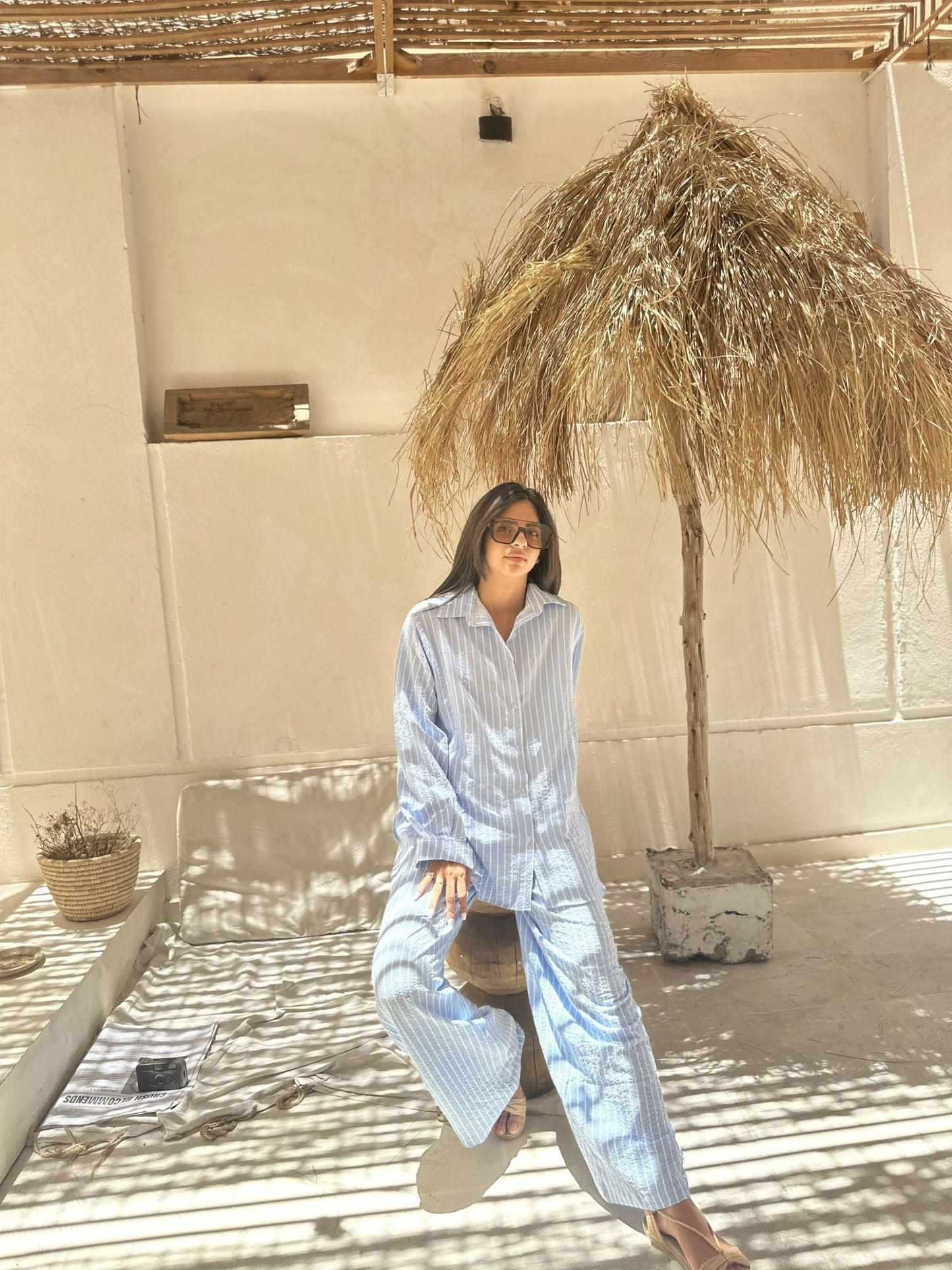 light blue stripped set