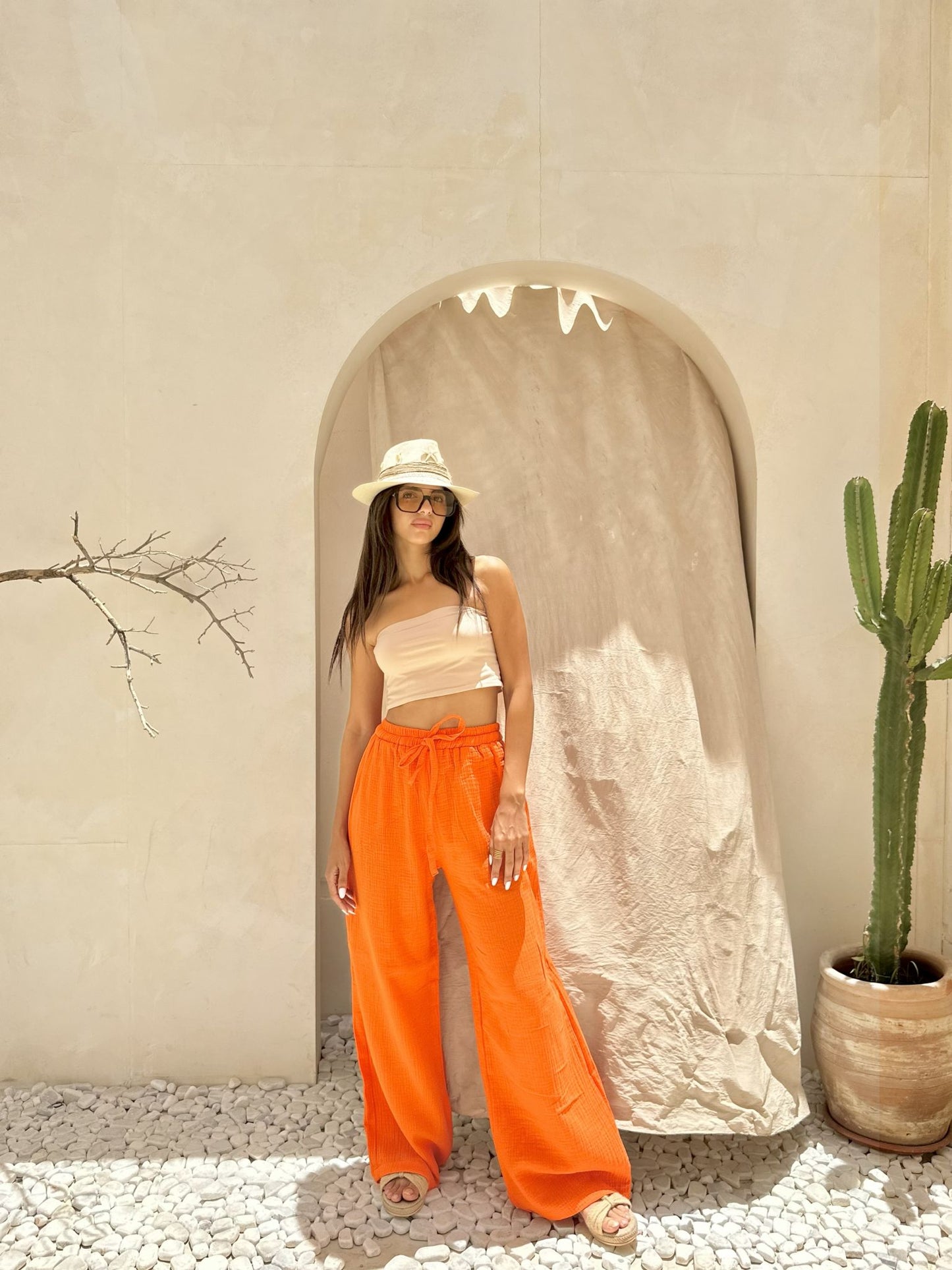 orange summer pants
