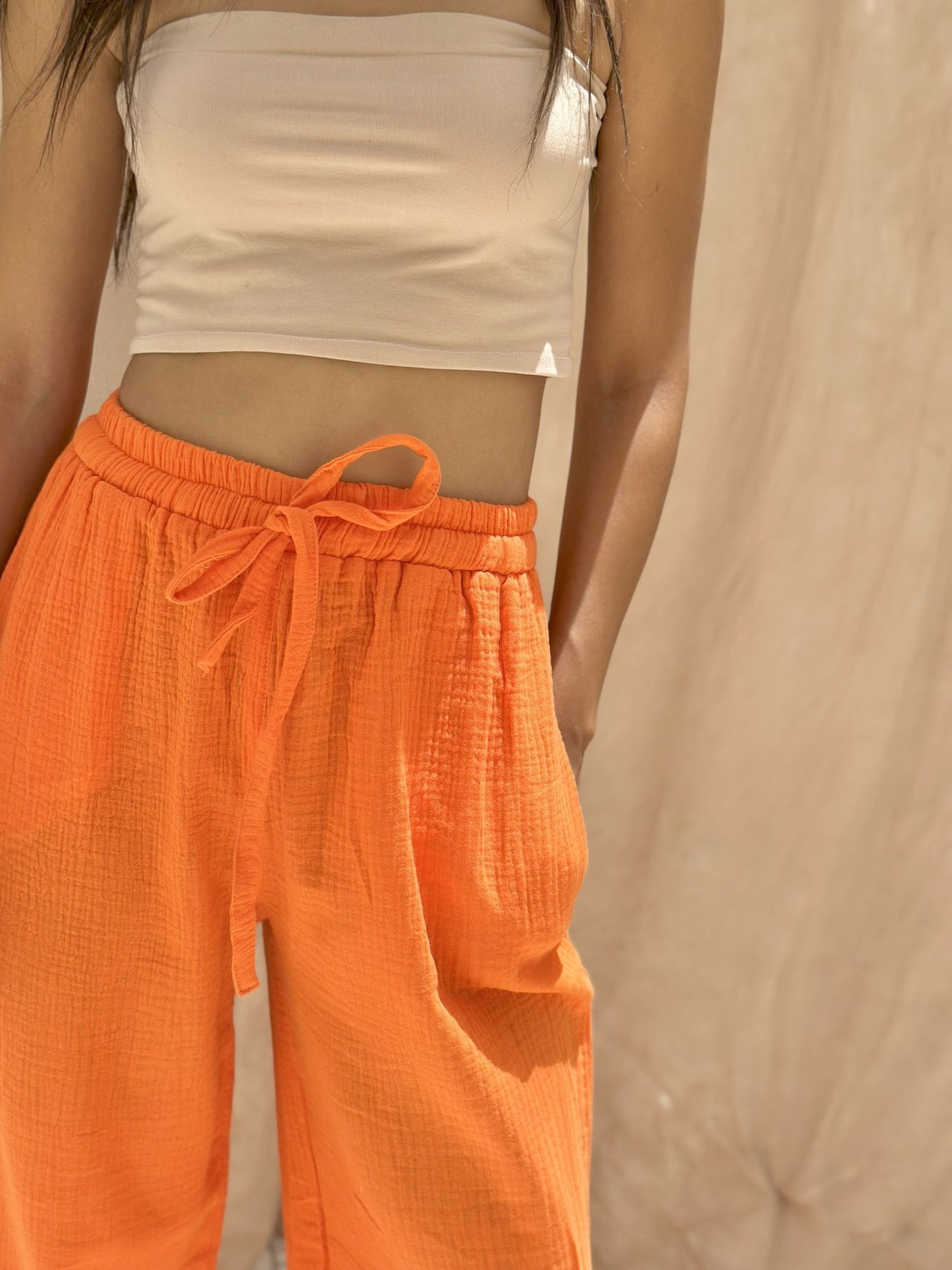 orange summer pants