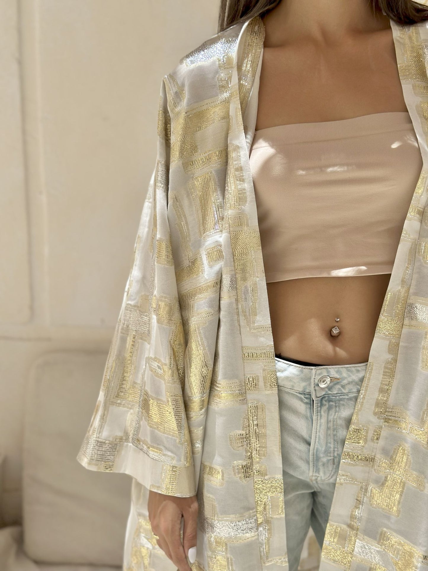 gold x white brocade kimono