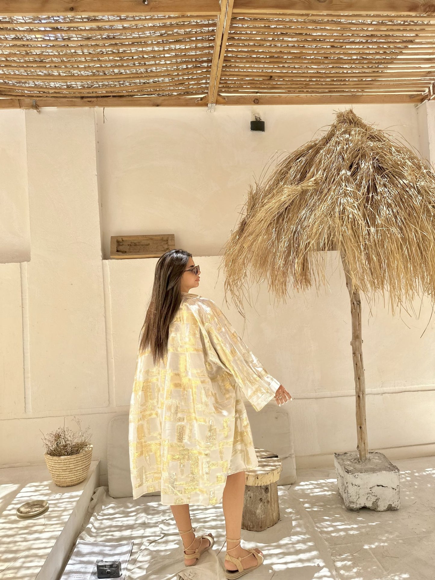 gold x white brocade kimono