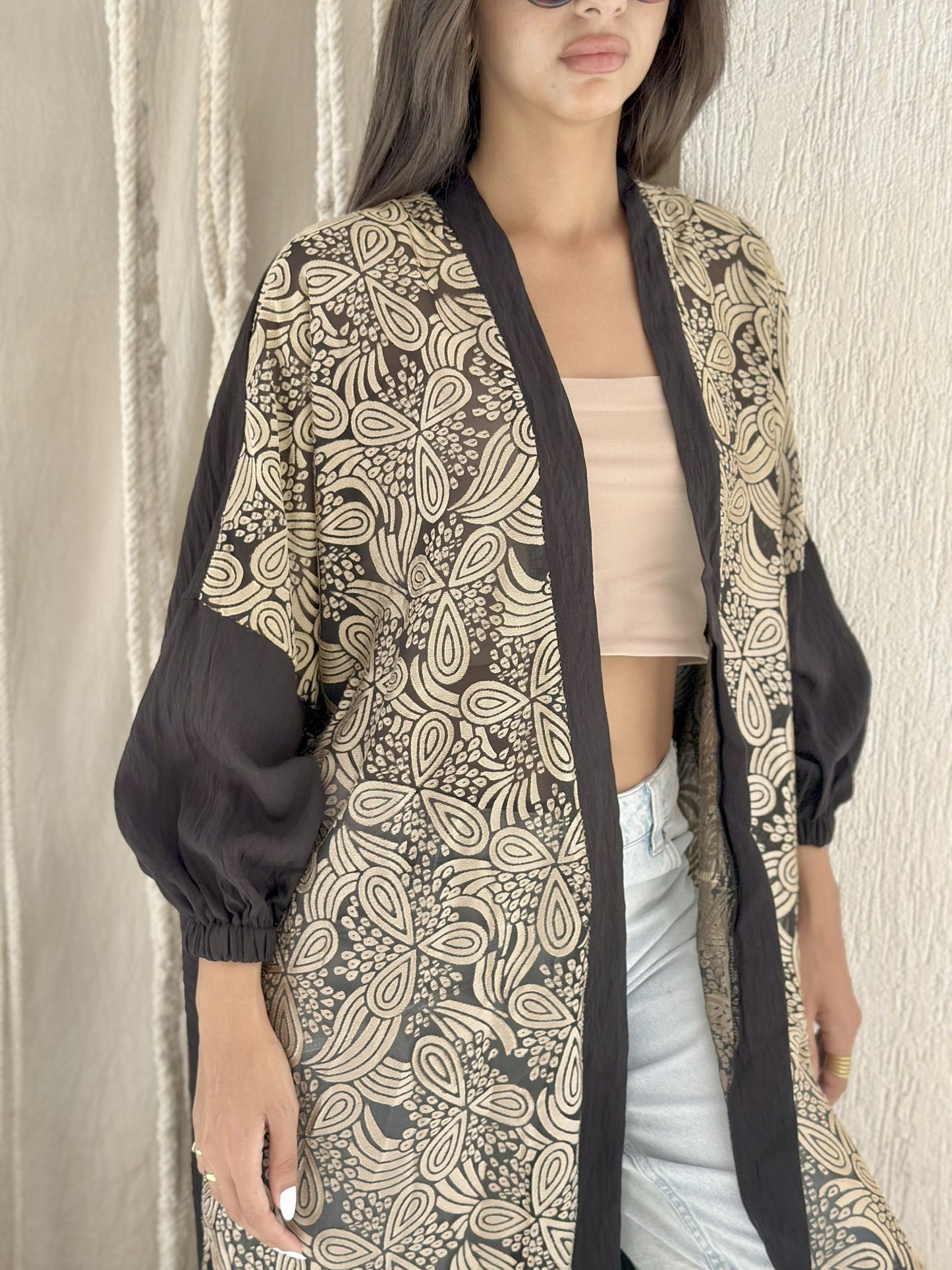 black x gold kimono