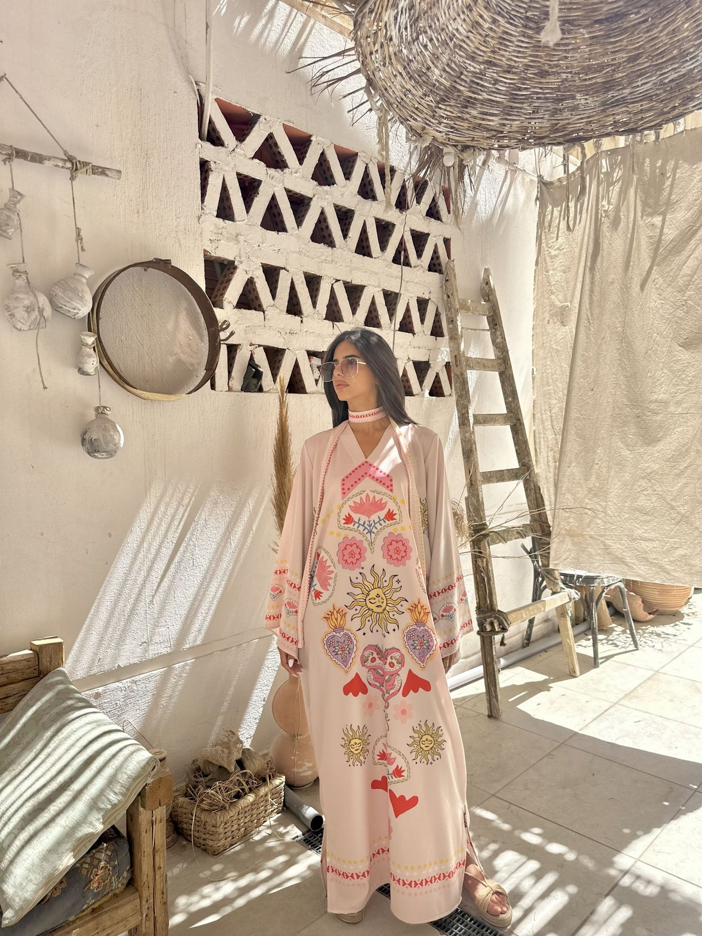 beige solaris long sleeves dress