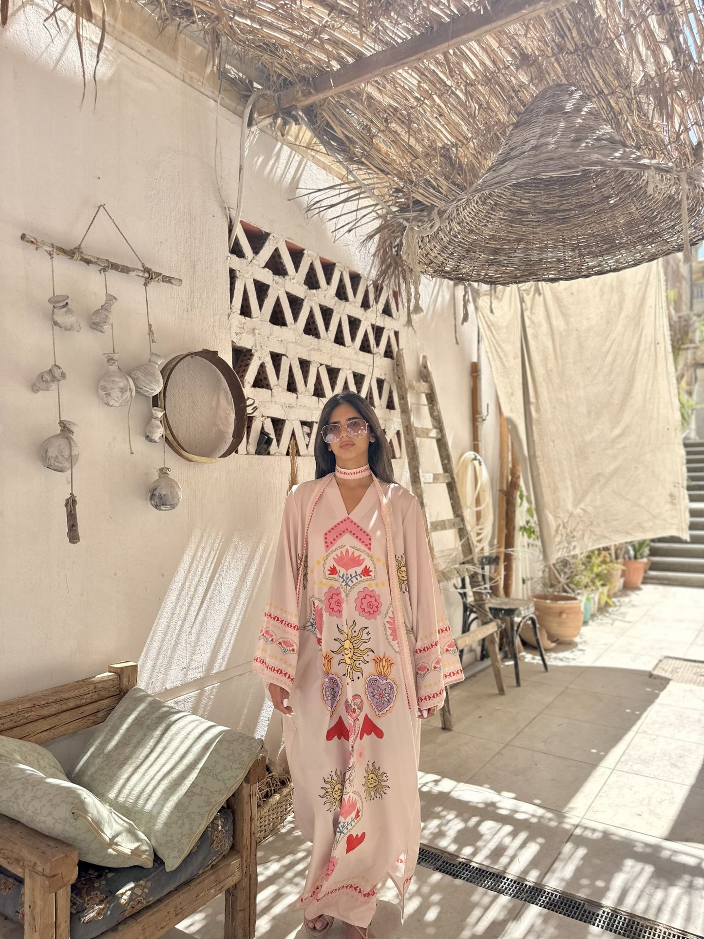 beige solaris long sleeves dress