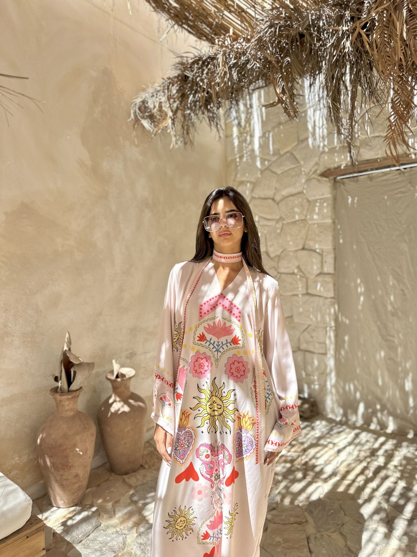 beige solaris long sleeves dress