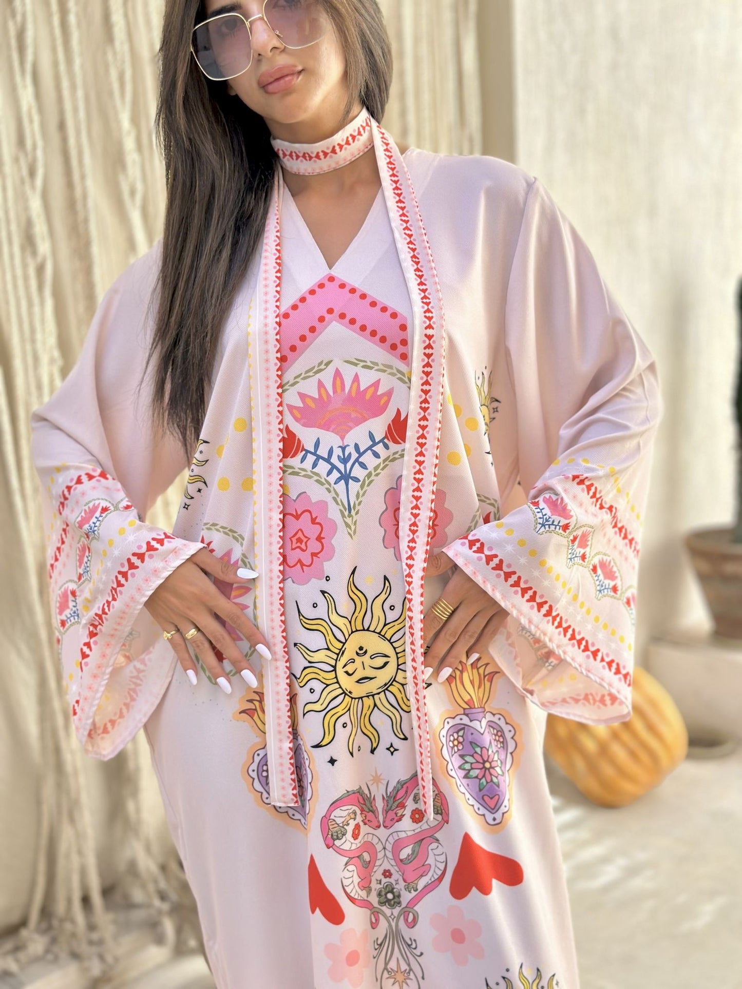 beige solaris long sleeves dress