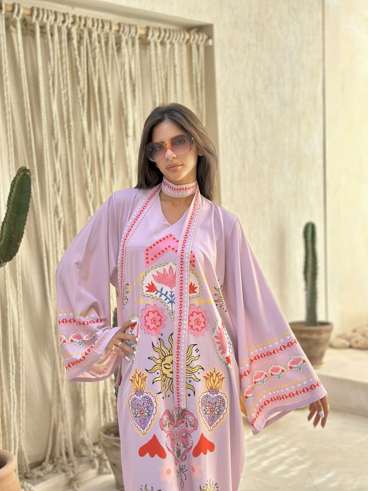 lavender solaris long  sleeves dress