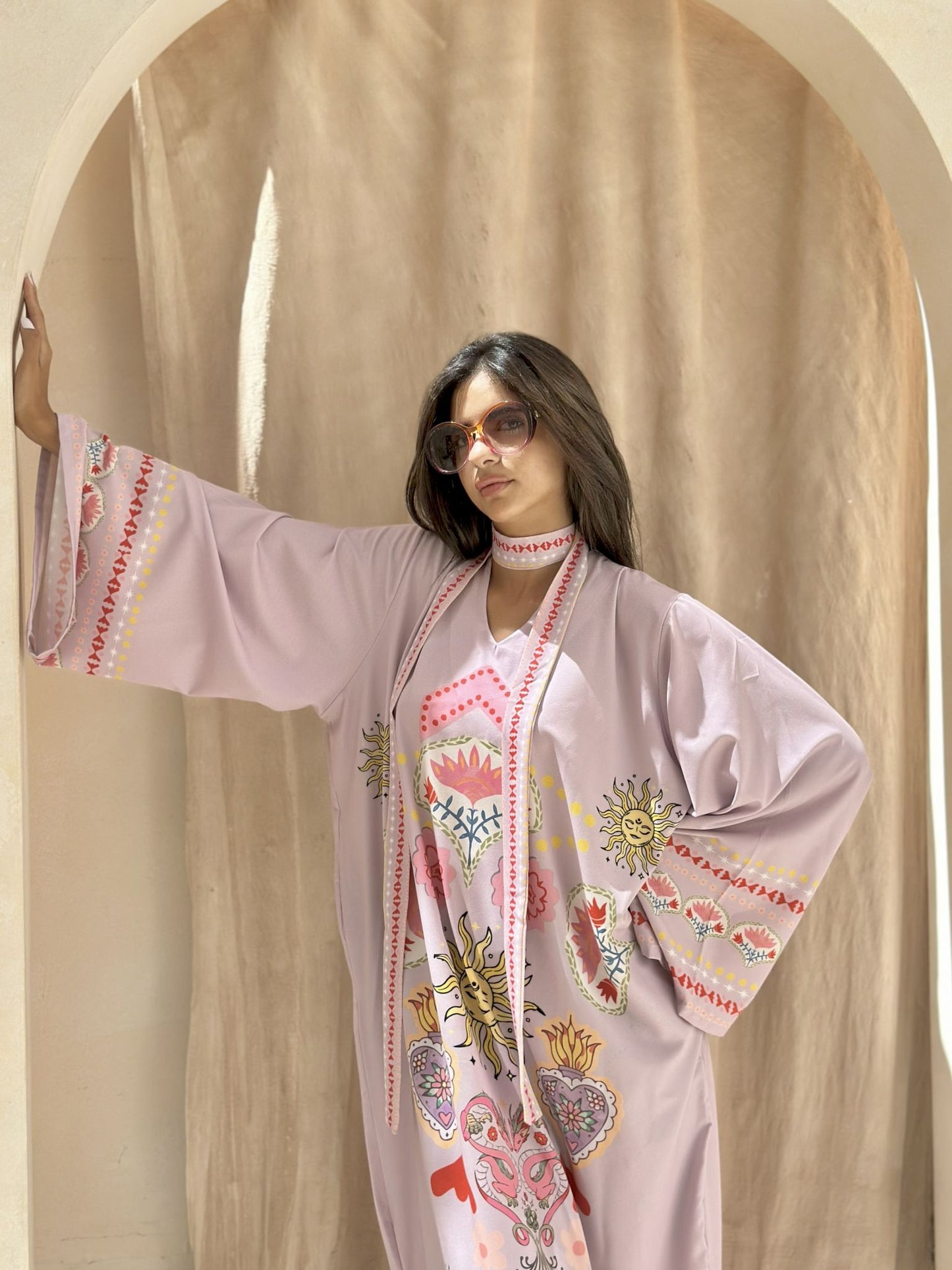 lavender solaris long  sleeves dress