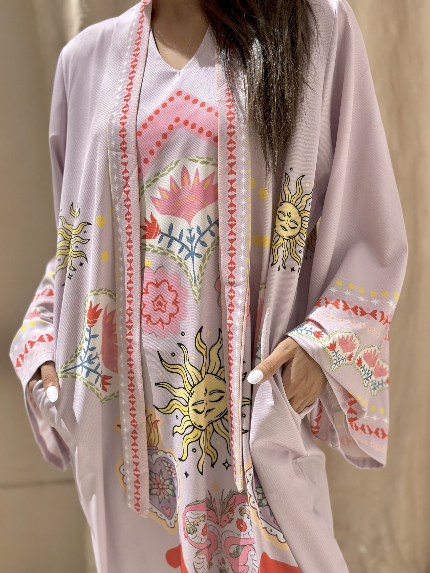 lavender solaris long  sleeves dress