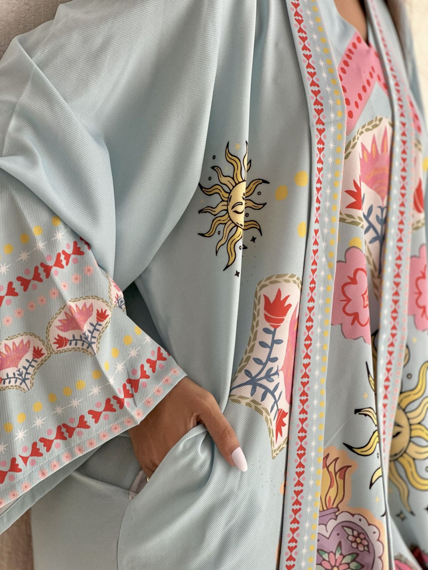 sky blue solaris long  sleeves dress