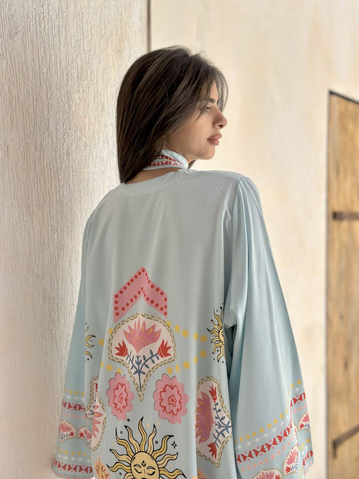 sky blue solaris long  sleeves dress