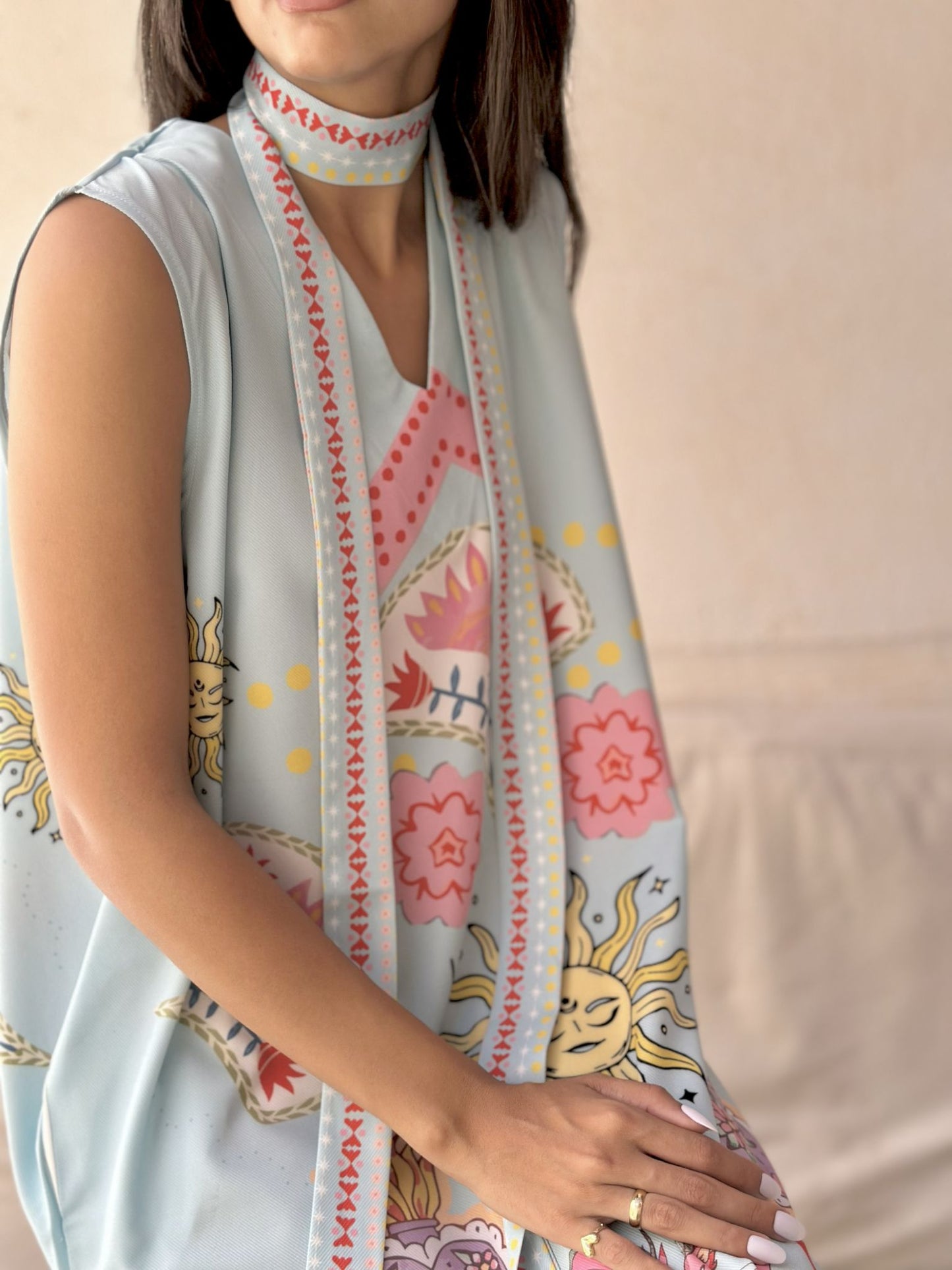 sky blue solaris  sleevless dress