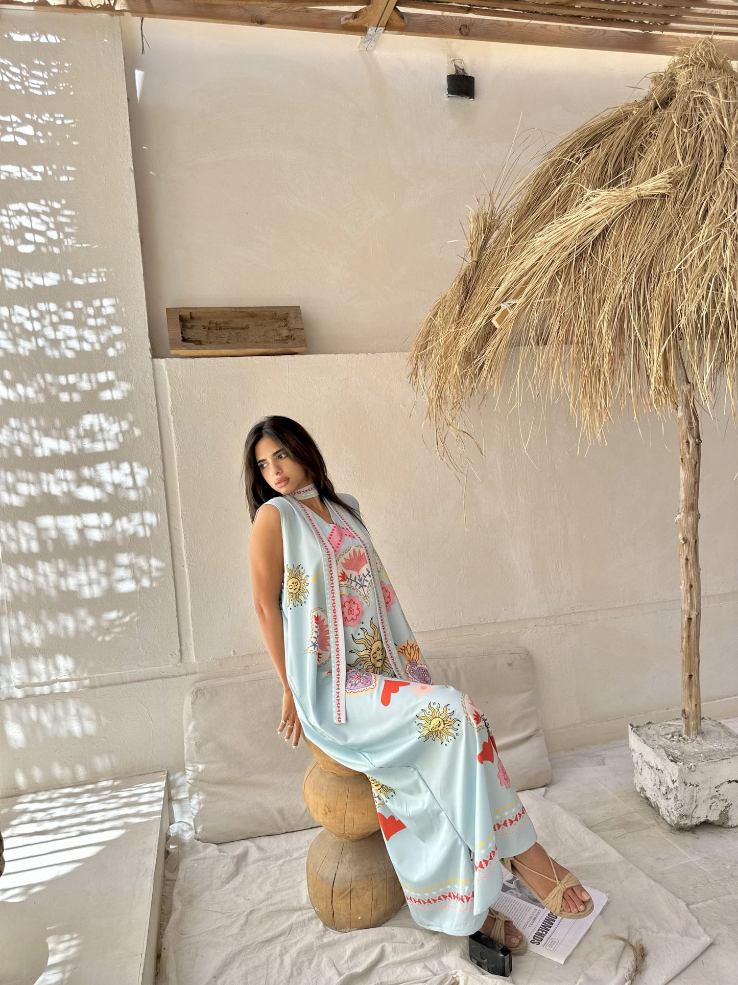 sky blue solaris  sleevless dress